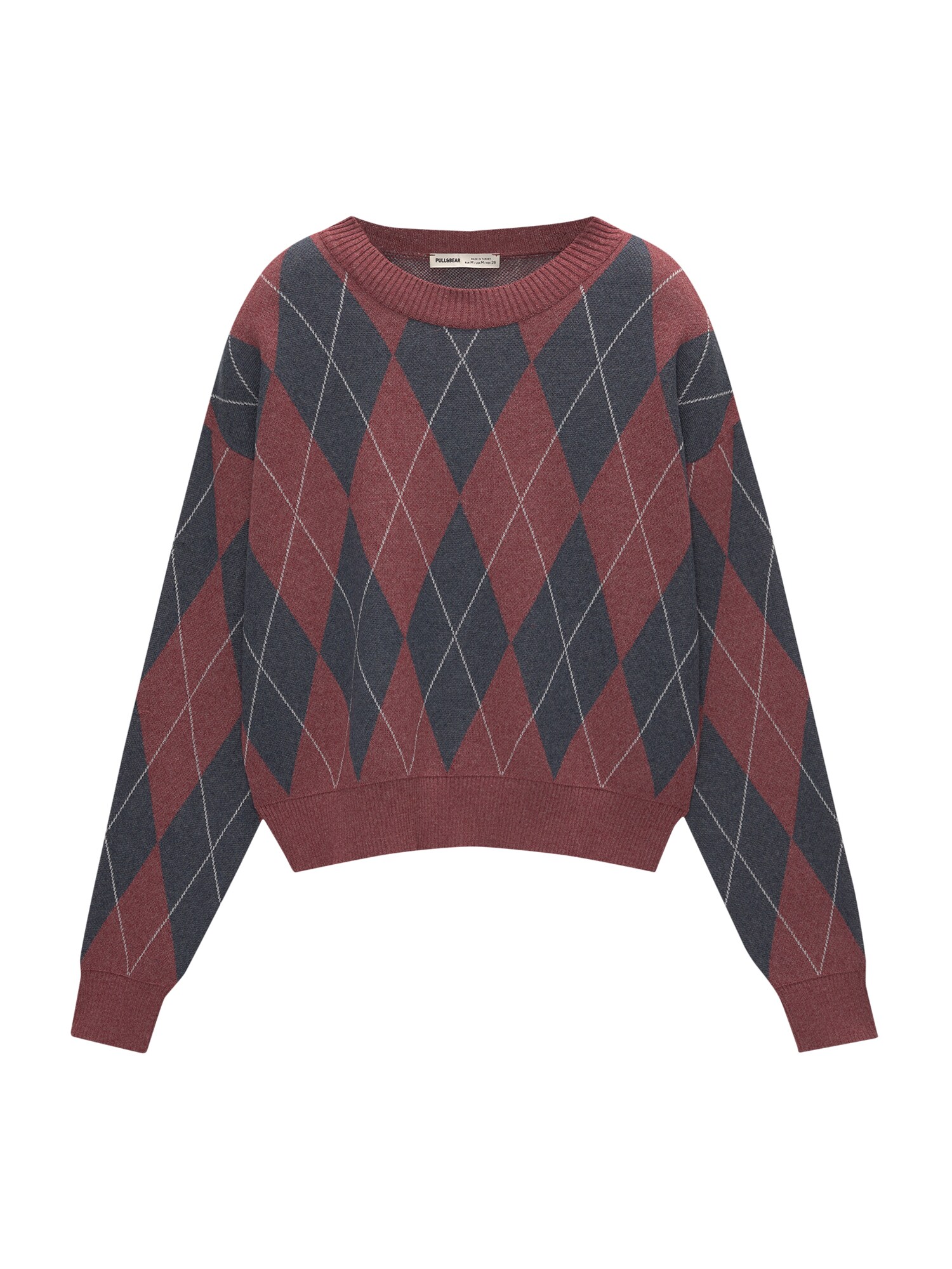 Pull&Bear Pulóver  tengerészkék / gránátalma / piszkosfehér akciós termékkép 1