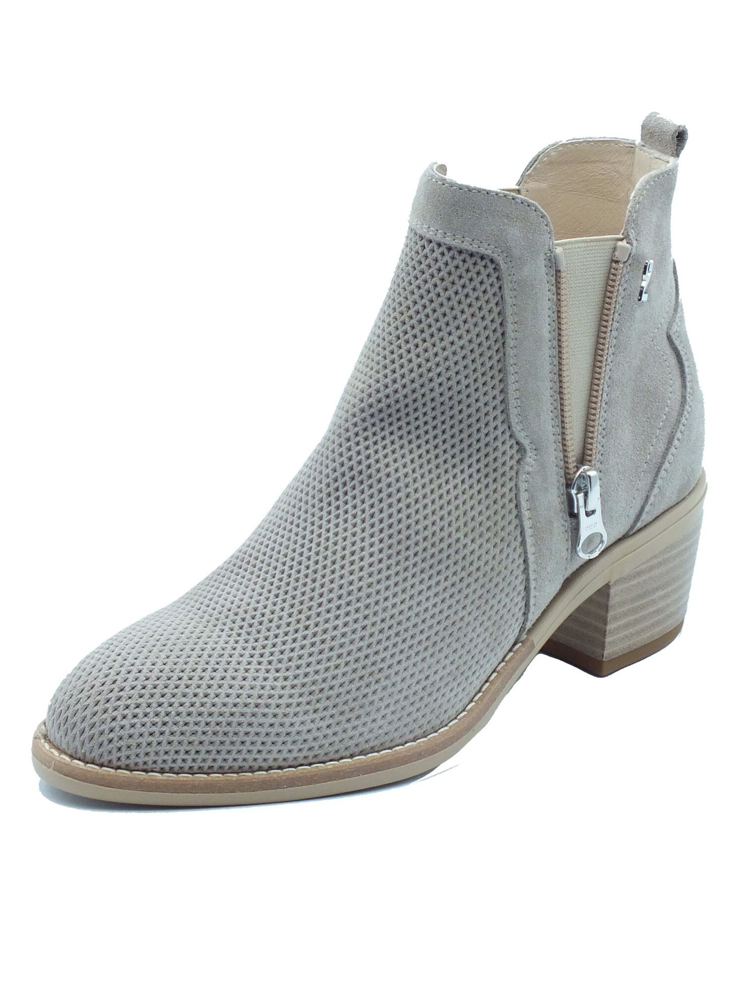 Nero Giardini Botas de tobillo 'Nero Giardini Tronchetti con tacco Donna E615120D Velour Creta pelle beige' beige moteado