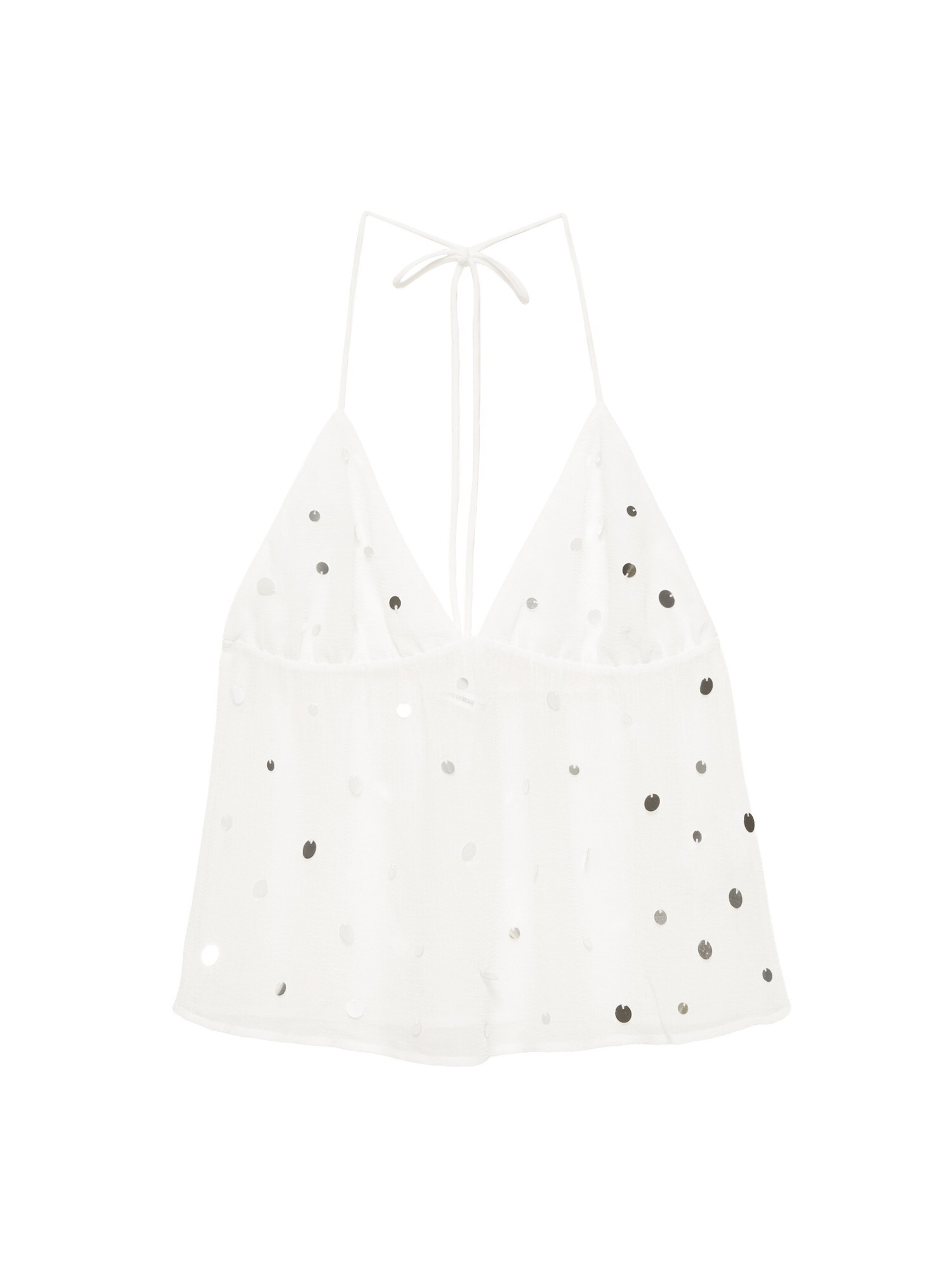 Pull&Bear Top  strieborná / biela