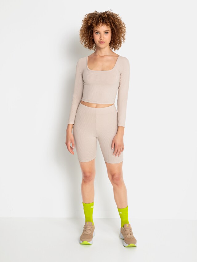 LSCN by LASCANA, Házi ruha 'LSCN Ribbed Set', bézs, 3 kép a 4 közül