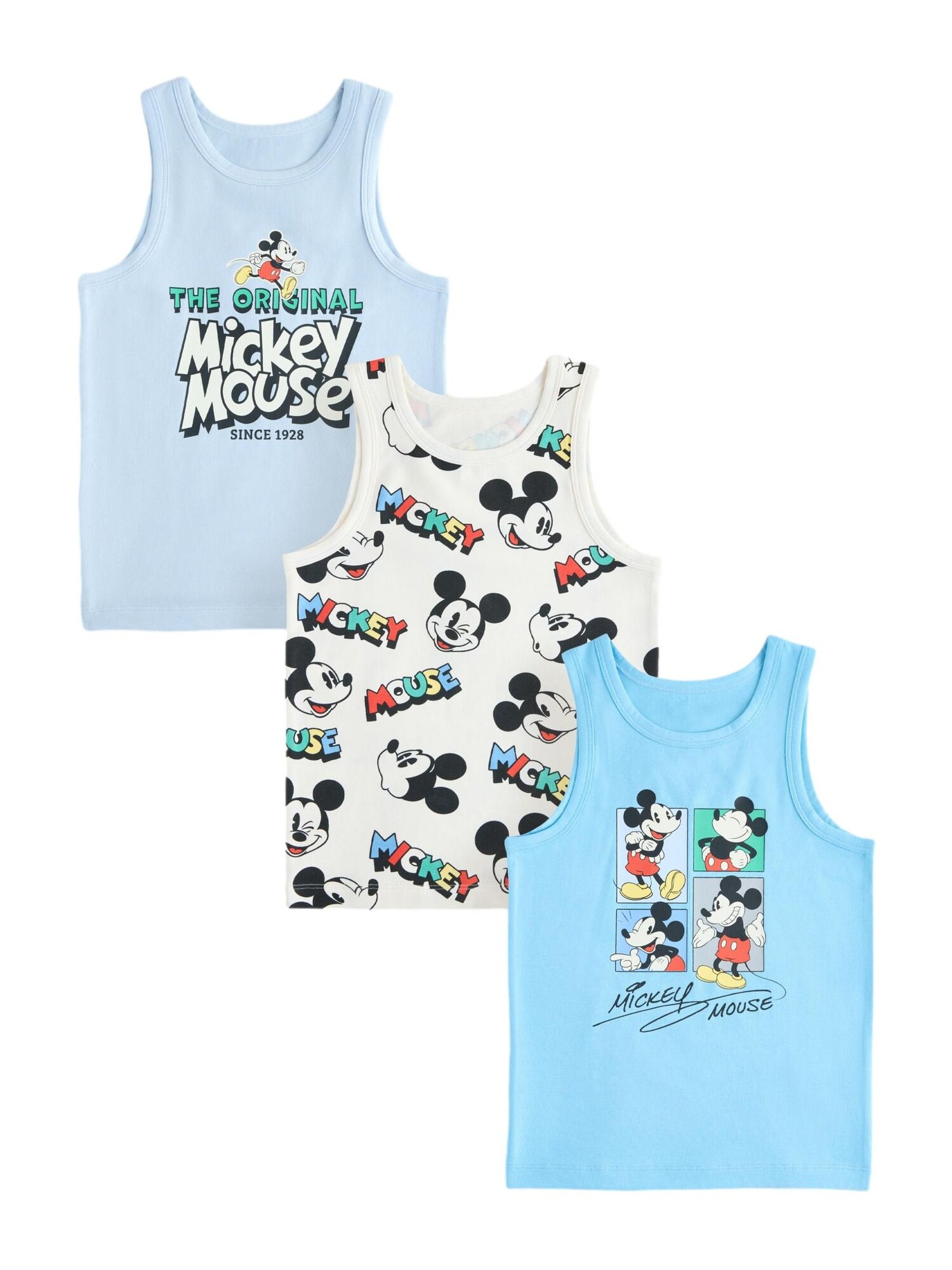 Next Shirt 'Mickey Mouse' Blauw / Lichtblauw / Zwart / Wit