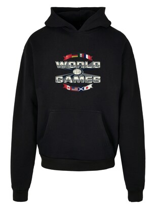 F4NT4STIC Sweatshirt ‘World Games C64 Retro Sport-Computerspiel SEVENSQUARED Gaming’ Grijs / Rood / Zwart