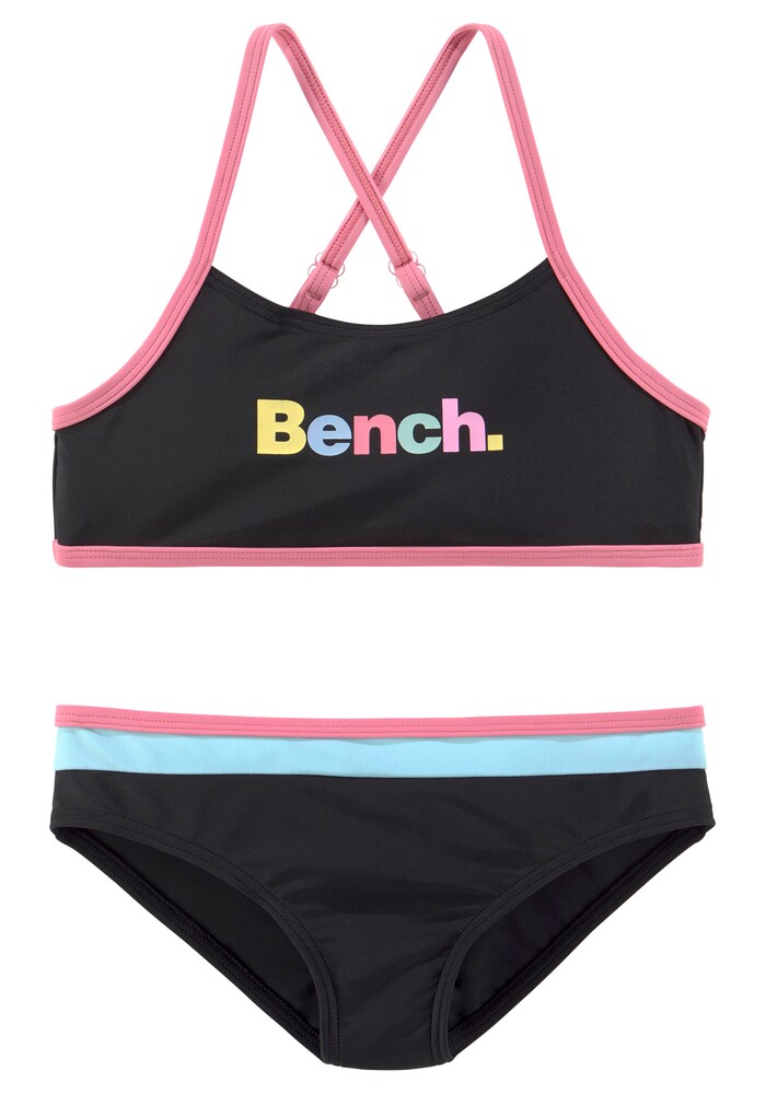 BENCH Bikini Mädchen Größe 134/140 hellblau / gelb / pink / schwarz
