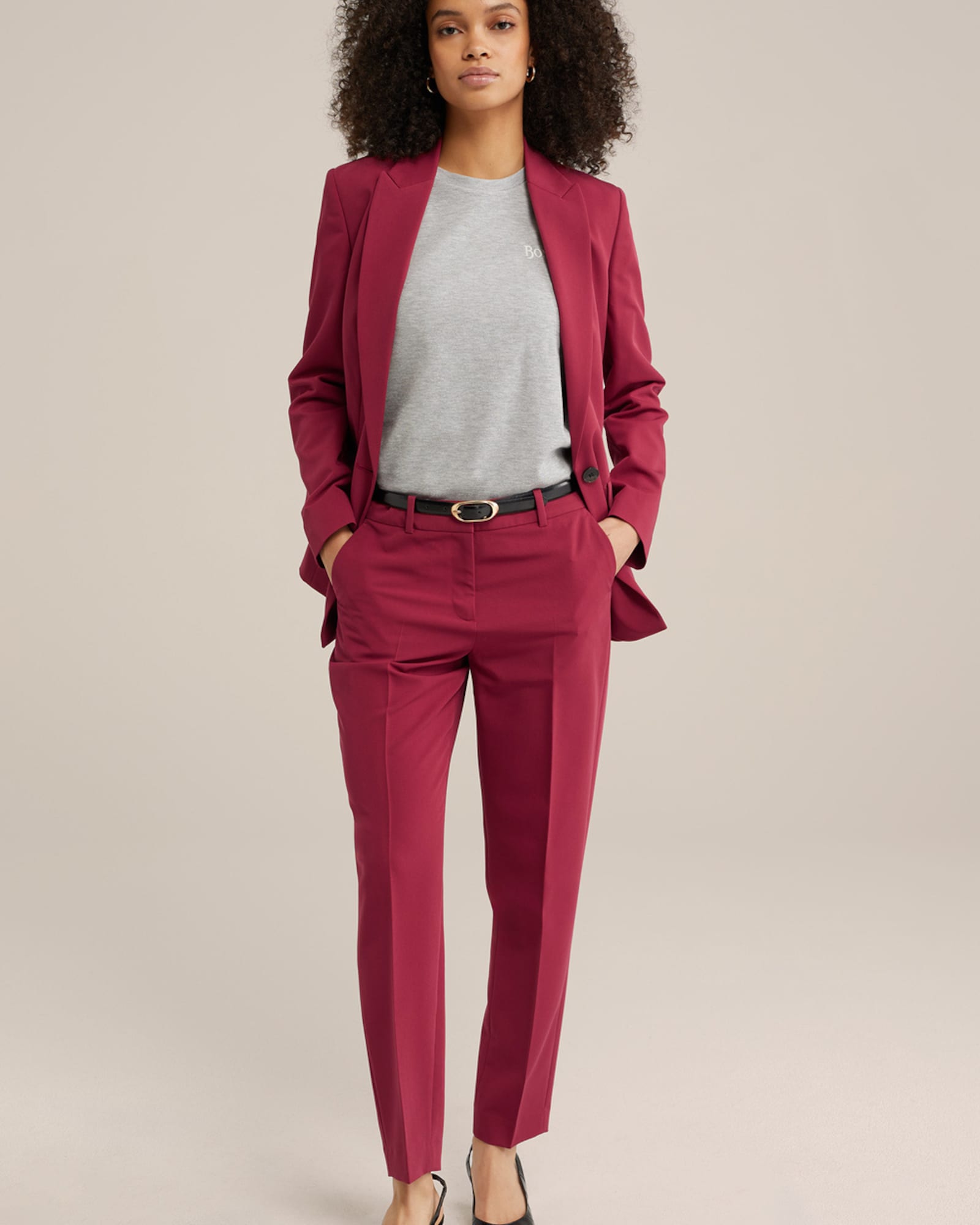 WE Fashion Ráncos nadrág  burgundi vörös termék 2. képe
