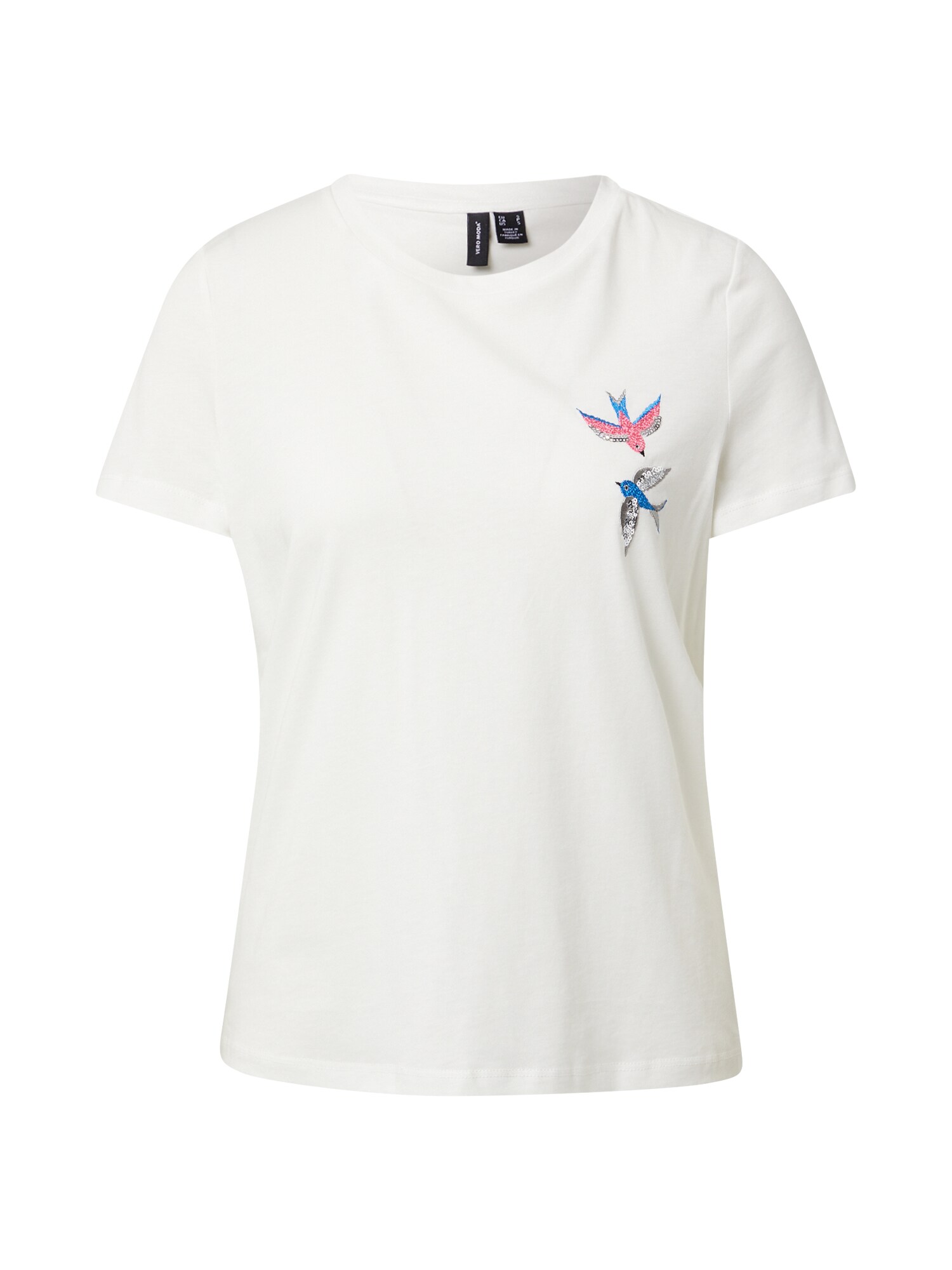 VERO MODA Marškinėliai 'MILIZAFRANCIS'  balta / rožinė / mėlyna / pilka
