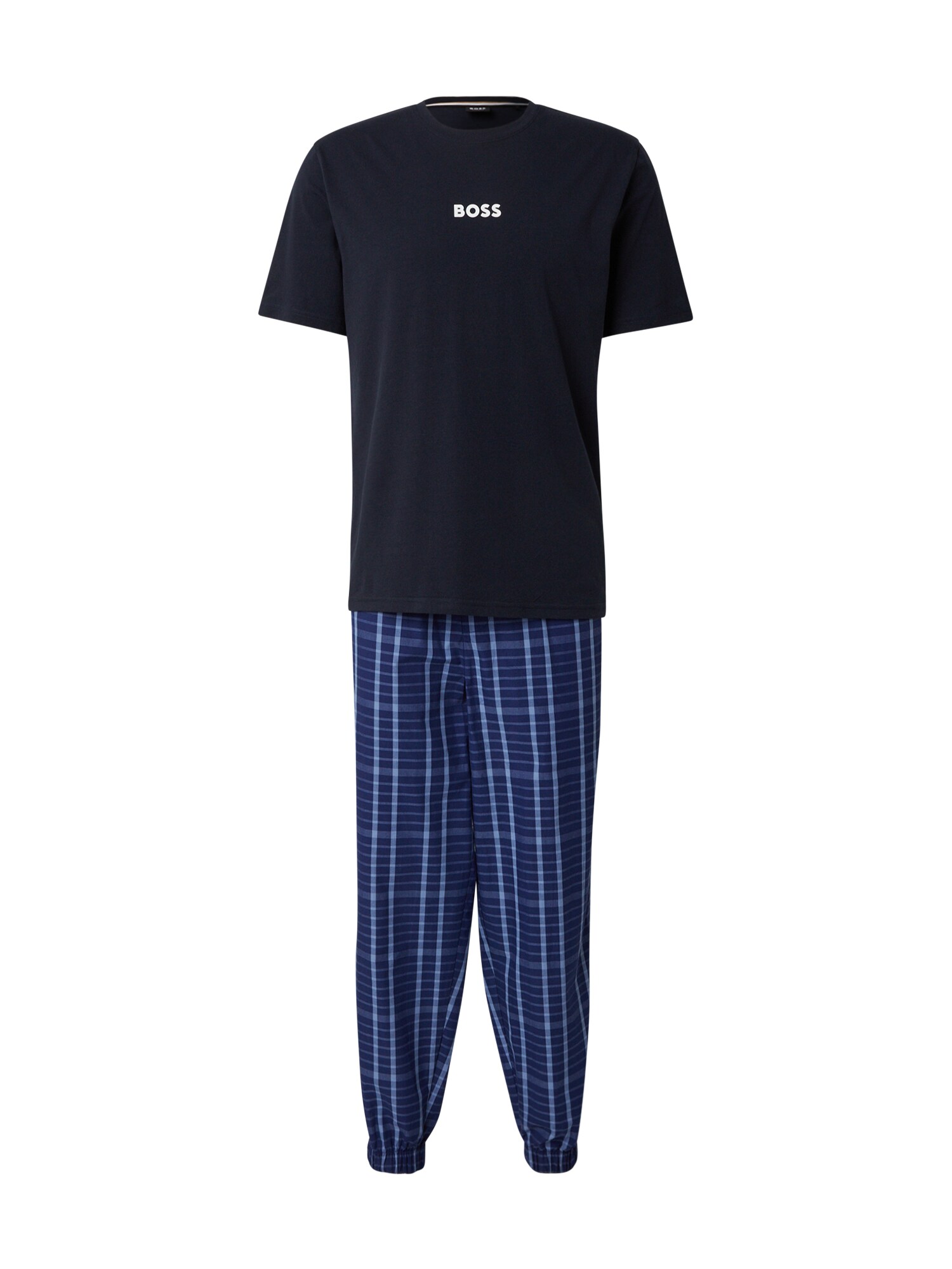 BOSS Pijama lungă Easy  albastru / bleumarin / albastru deschis / alb