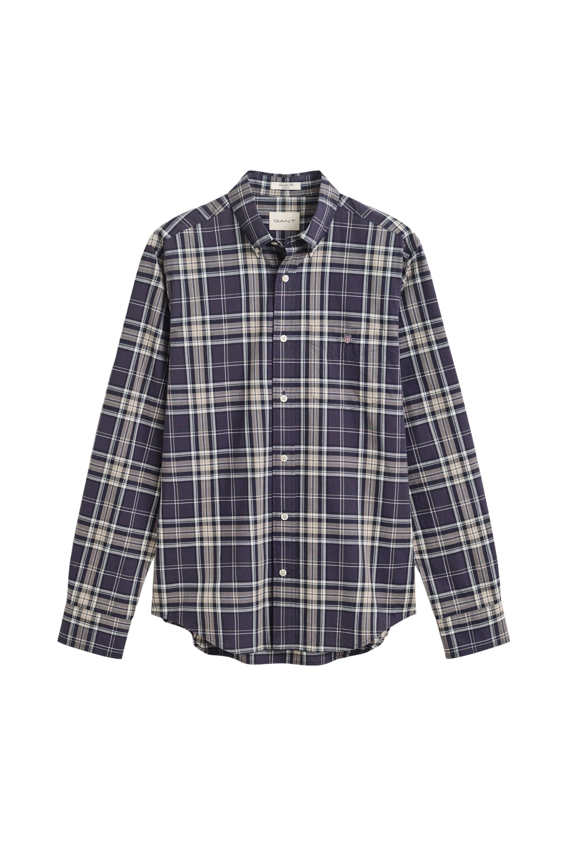 Gant Skjorta beige / marinblå / grå herr