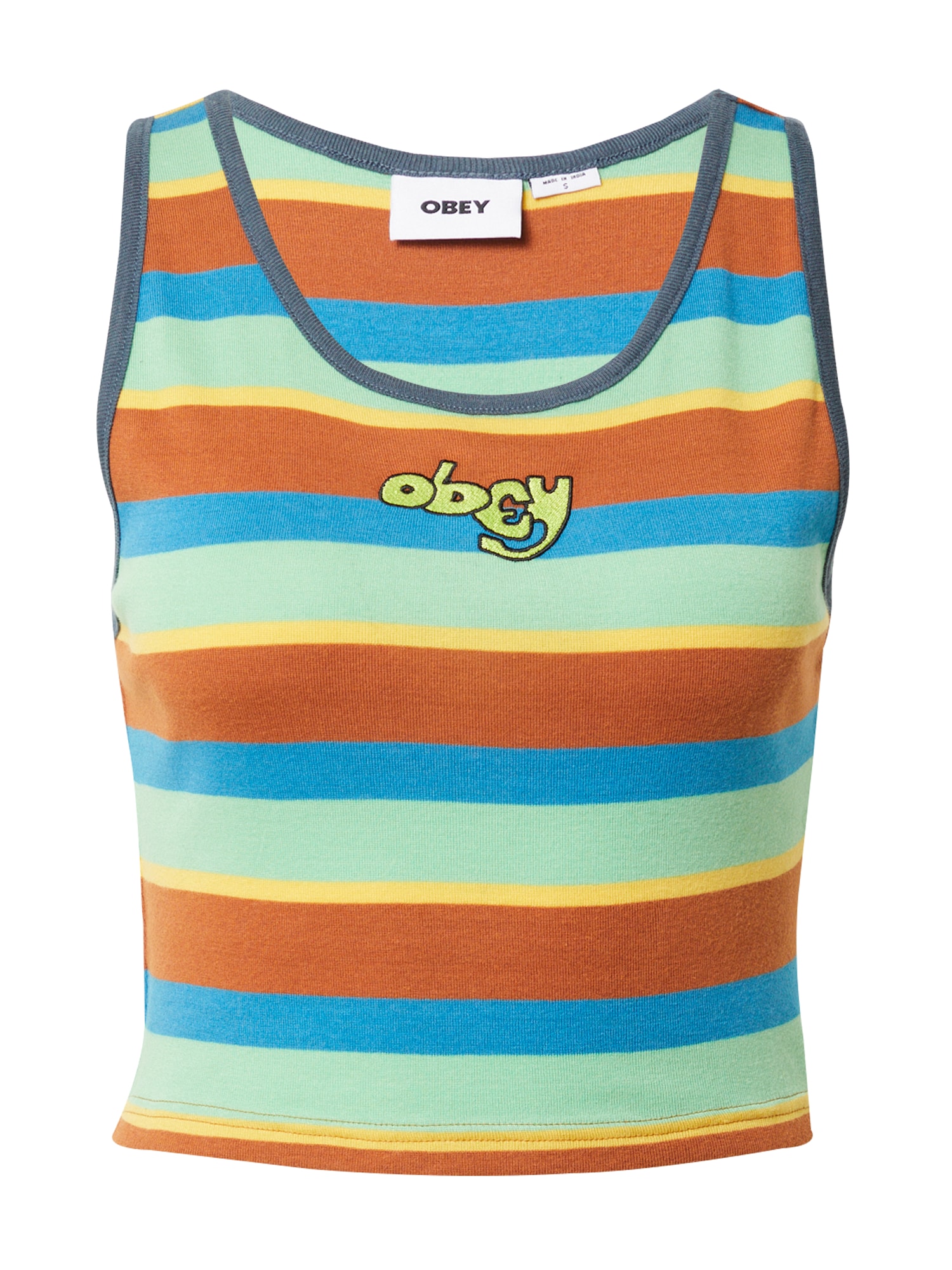 Obey Top MIA  azur / ocru / galben / verde mentă