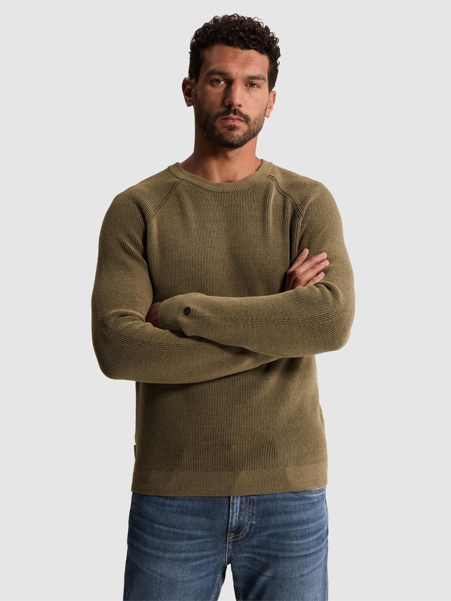 Tröja 'Pullover with two-tone rib texture and raglan sleeves'