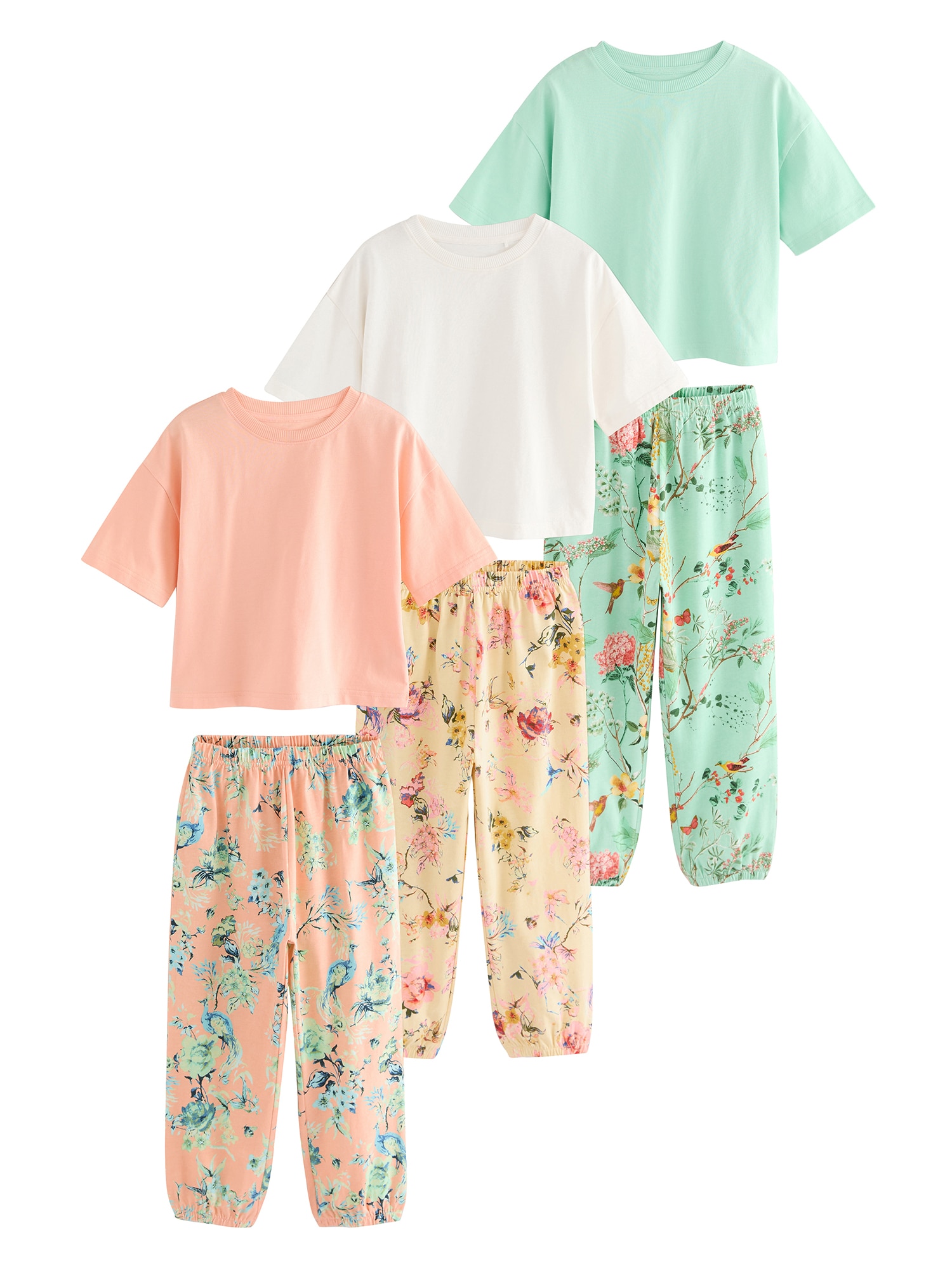 Next Pijamale  verde deschis / portocaliu / alb murdar