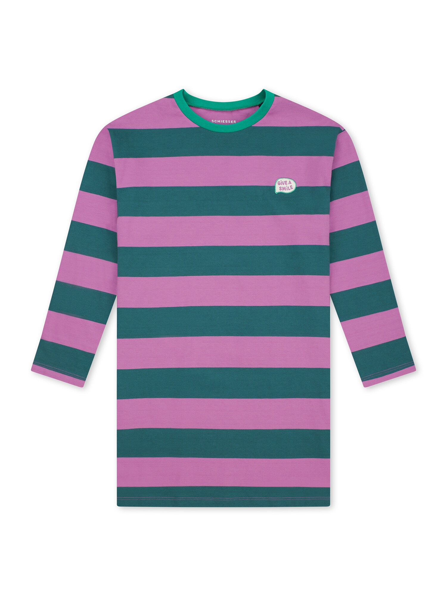 Schiesser Nachthemd ' Nightwear ' Petrol / Bessen / Pink