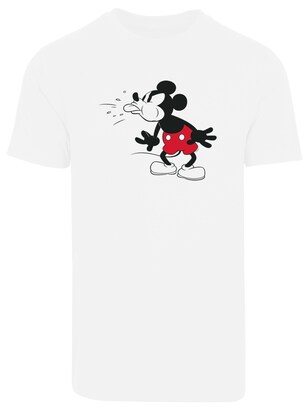 F4NT4STIC Shirt ‘Disney Micky Maus’ Kersrood / Zwart / Wit