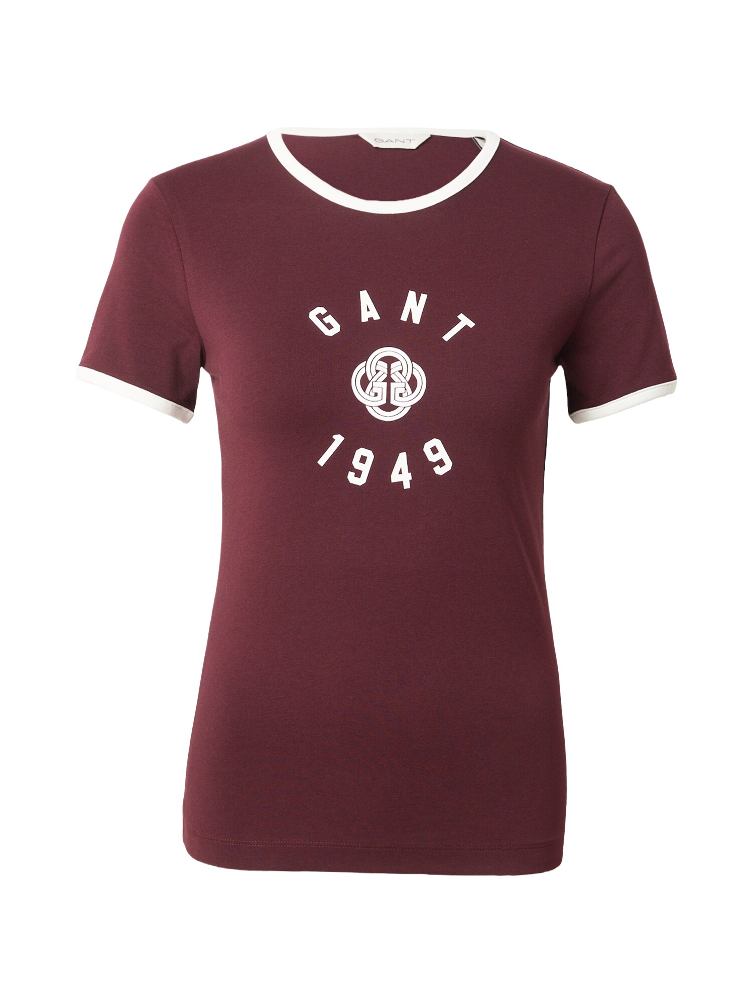 GANT Tricou RINGER roșu burgundy / alb