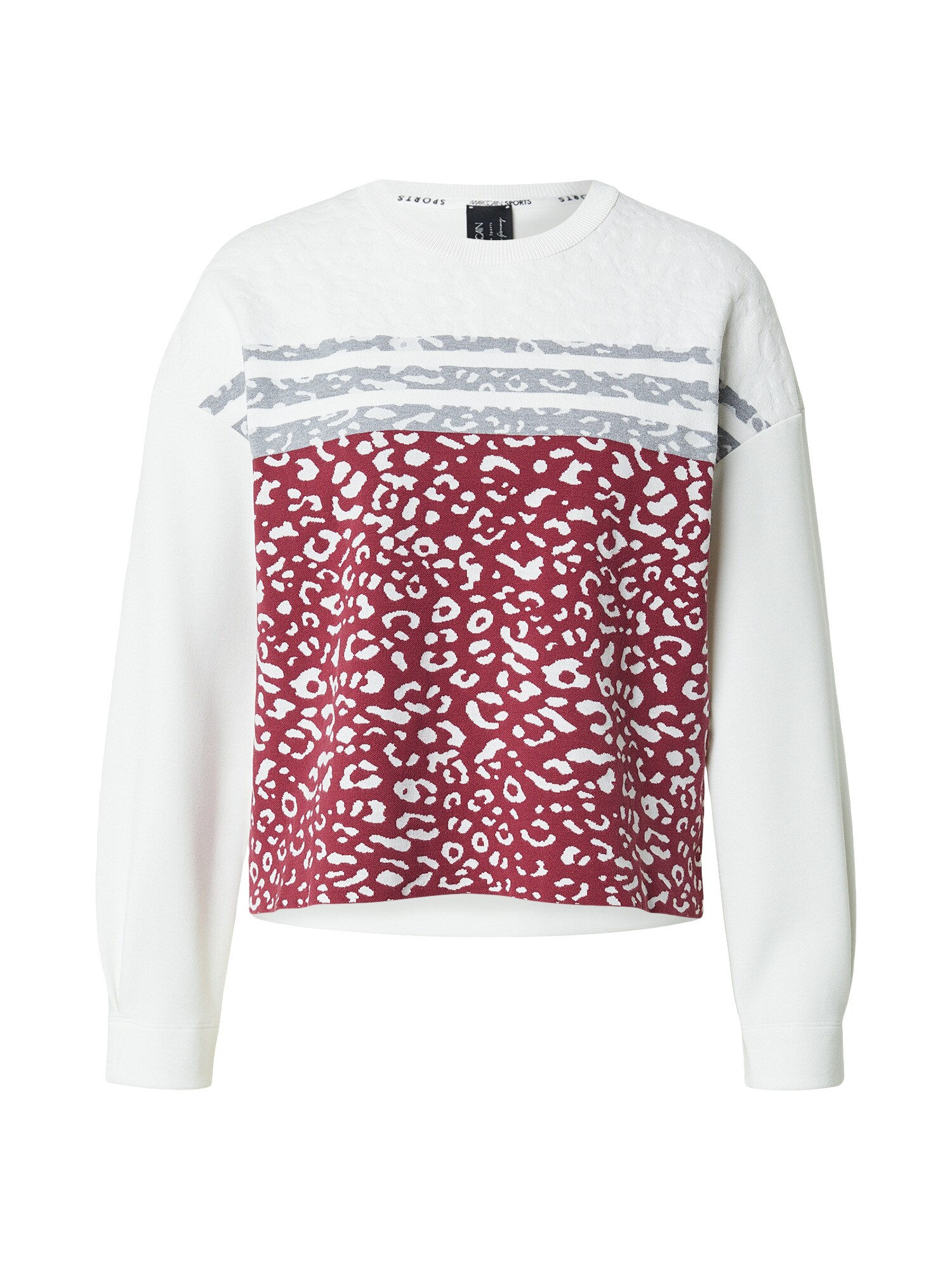 Marc Cain Pulover  gri / roșu / alb