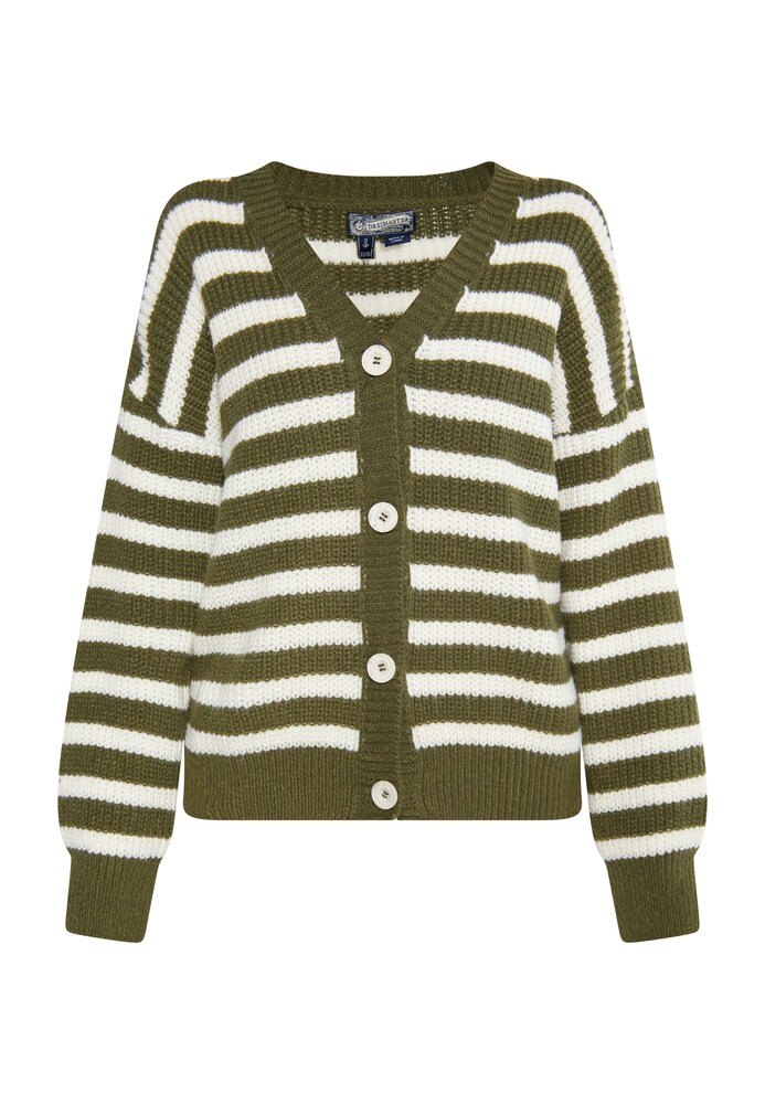 DreiMaster Vintage Strickjacke Damen Größe XS/S oliv / weiß