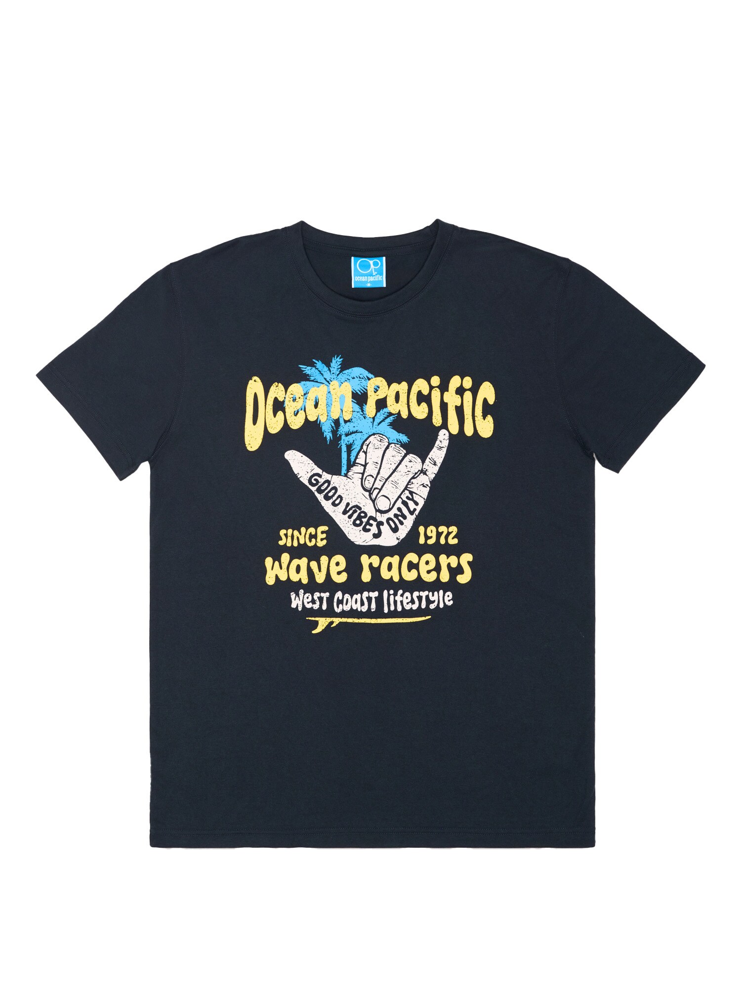 Ocean Pacific Tričko 'Shaka'  námornícka modrá / azúrová / žltá / šedobiela