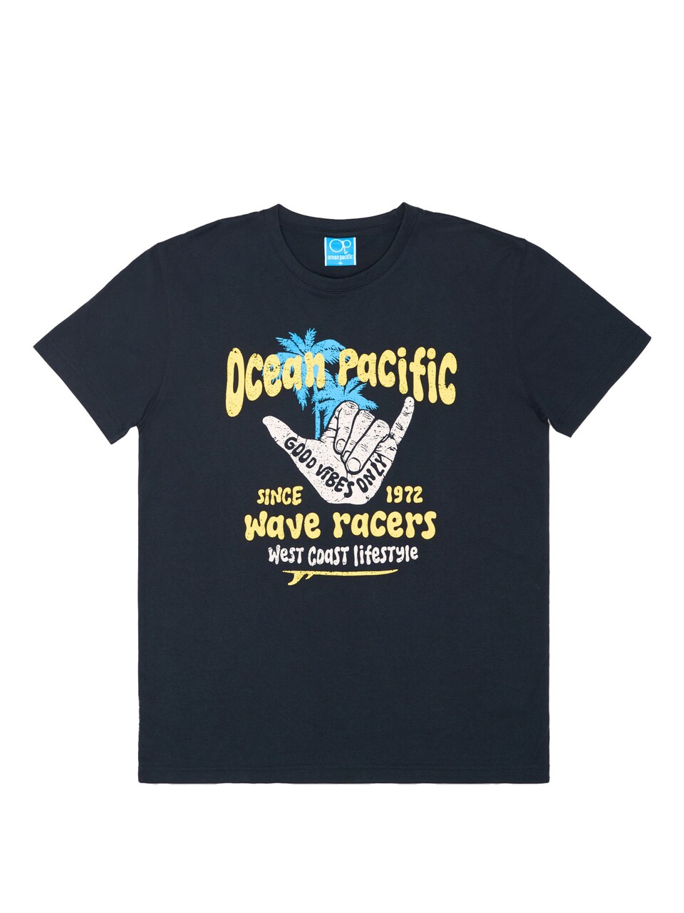 T-shirt 'Shaka' marinblå / azur / gul