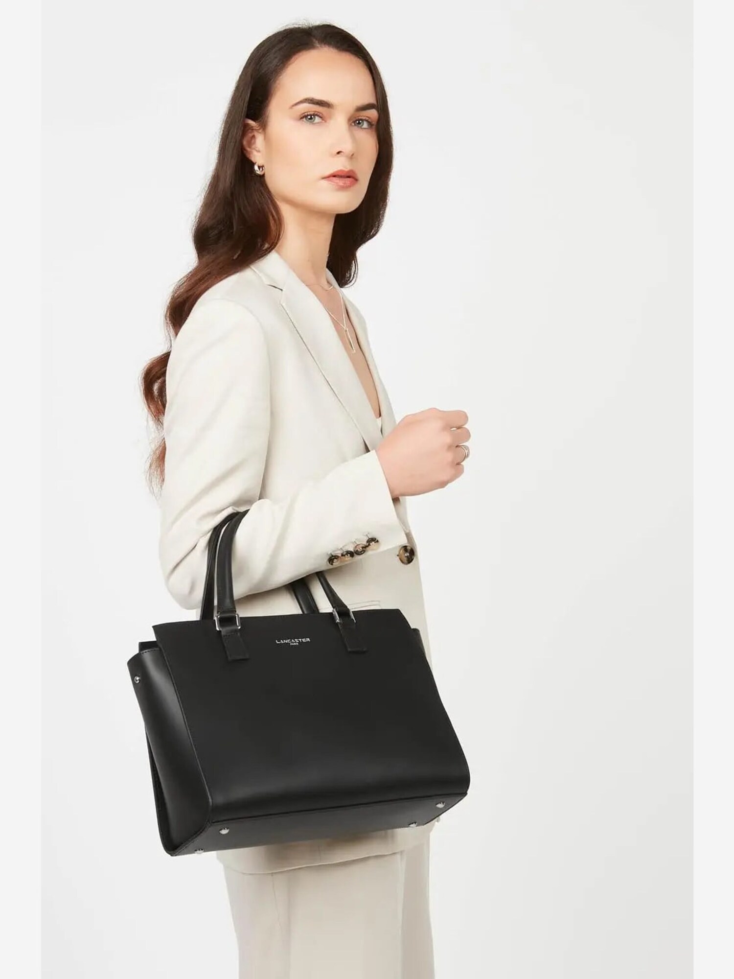 LANCASTER Paris Shopper torba 'Smooth' crna