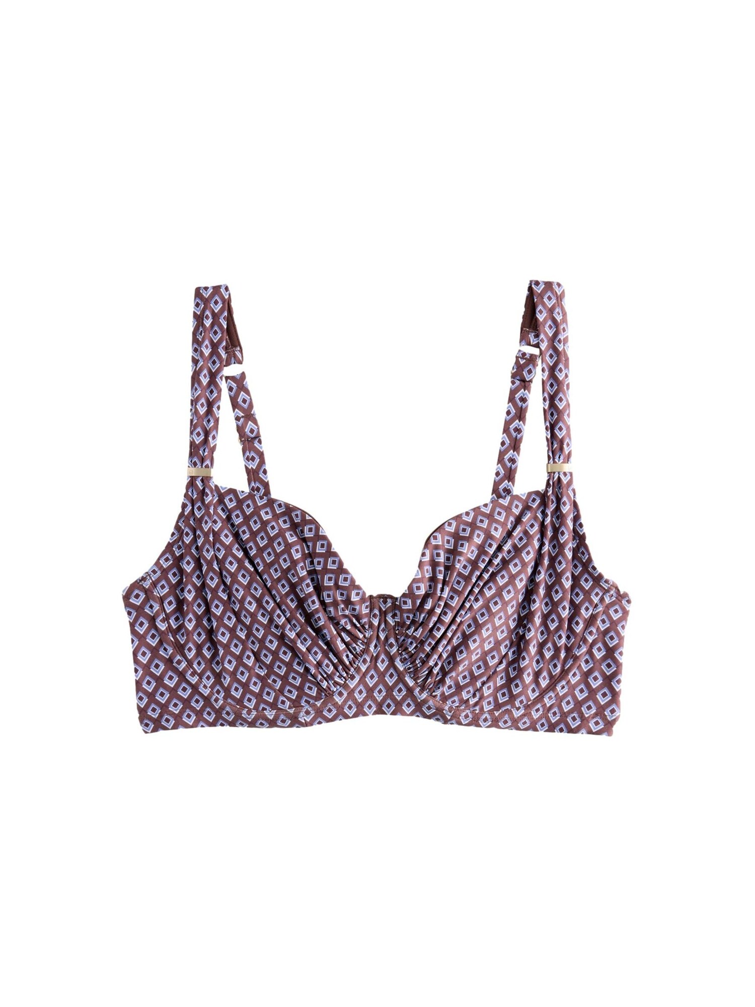 Next Bikini zgornji del  svetlo modra / rjava / čokolada / bela