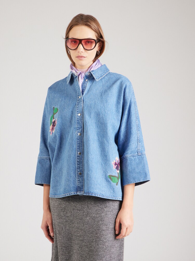 ONLY Bluse 'ONLGRACE' Damen Größe XS blue denim / smaragd / flieder / brombeer