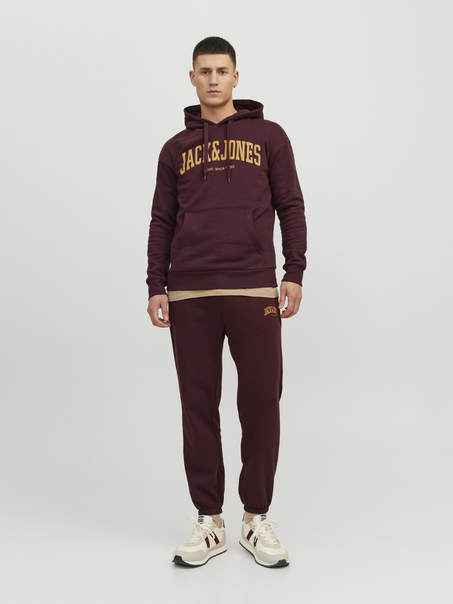 JACK & JONES Mikina 'JJEJosh' karí / vínovo červená (obrázok 4)