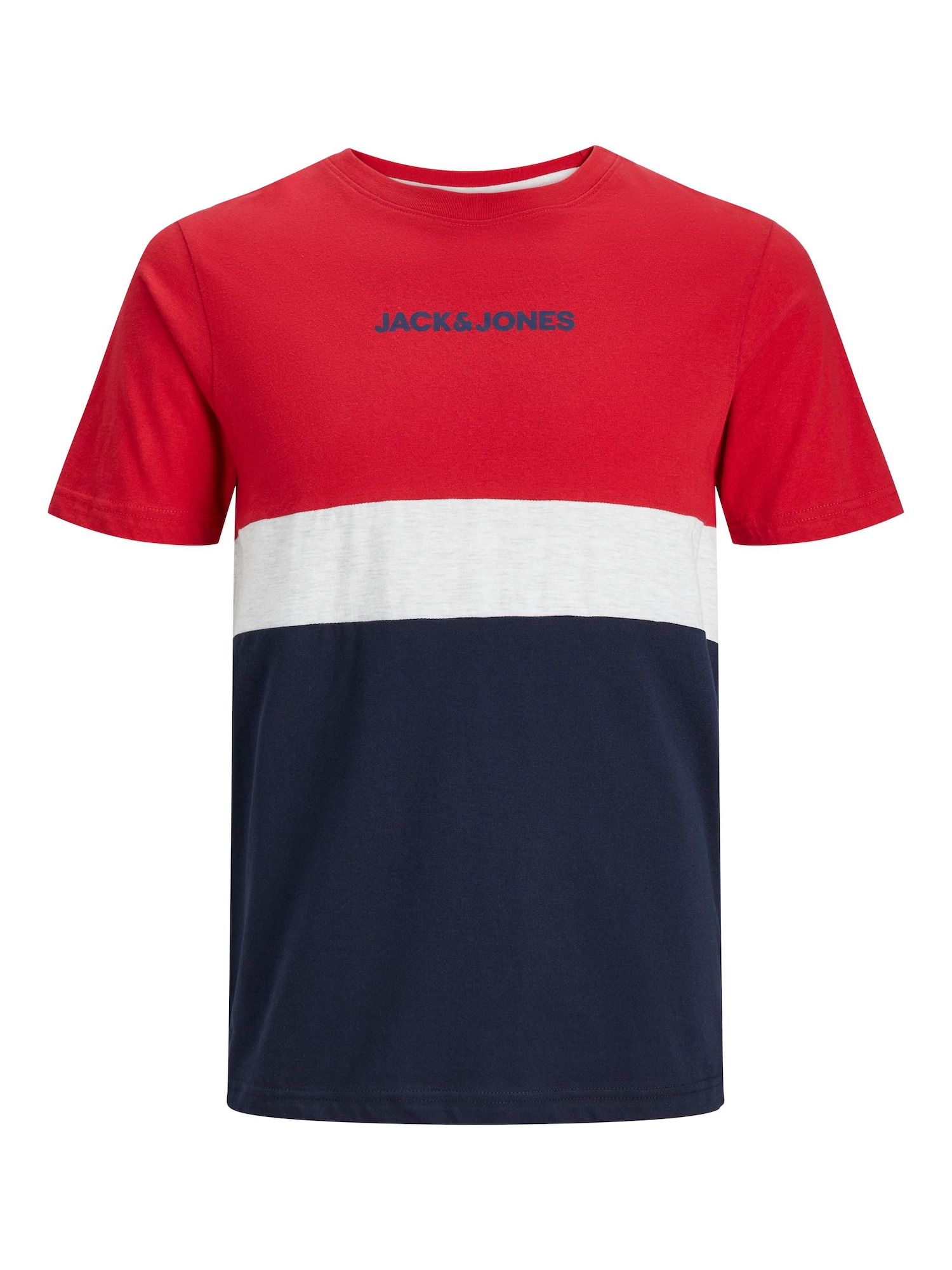 JACK & JONES Tričko 'REID'  námornícka modrá / červená / biela melírovaná
