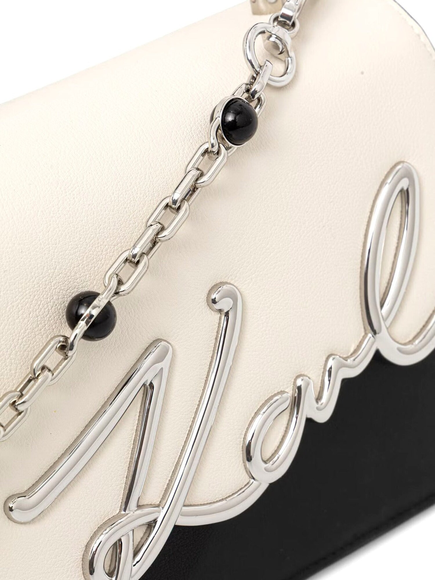 Karl Lagerfeld Bolso de mano 'Karl Lagerfeld Sac Bandoulière Signature 2.0 Perles Cuir Noir & Blanc' negro – imagen 2