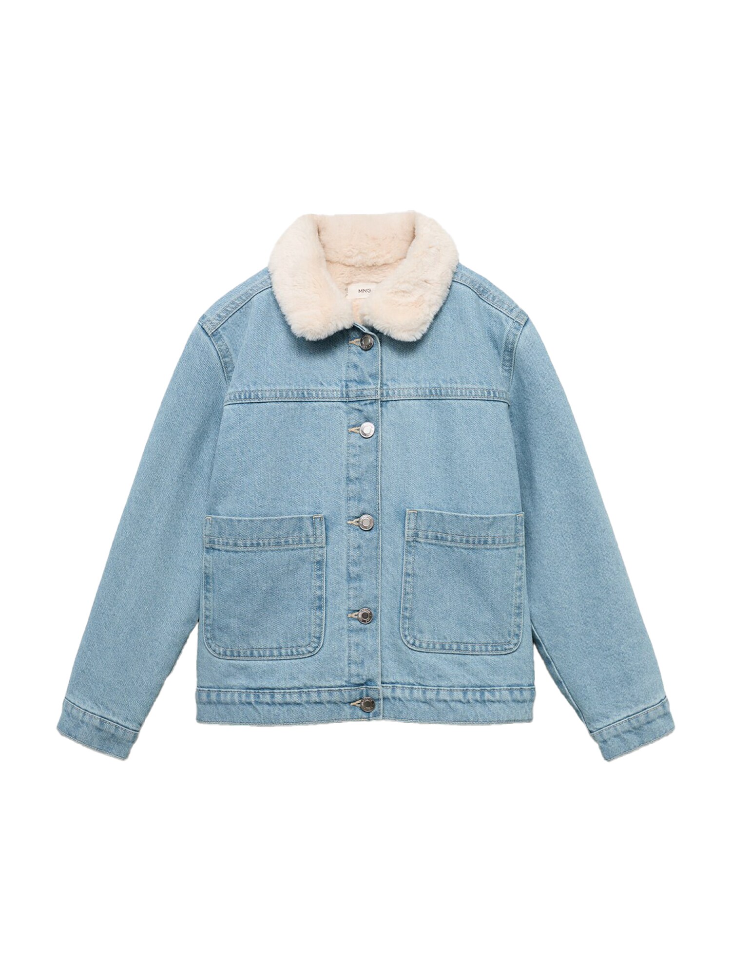 MANGO KIDS Prechodná bunda 'Lisa' modrá denim / šedobiela