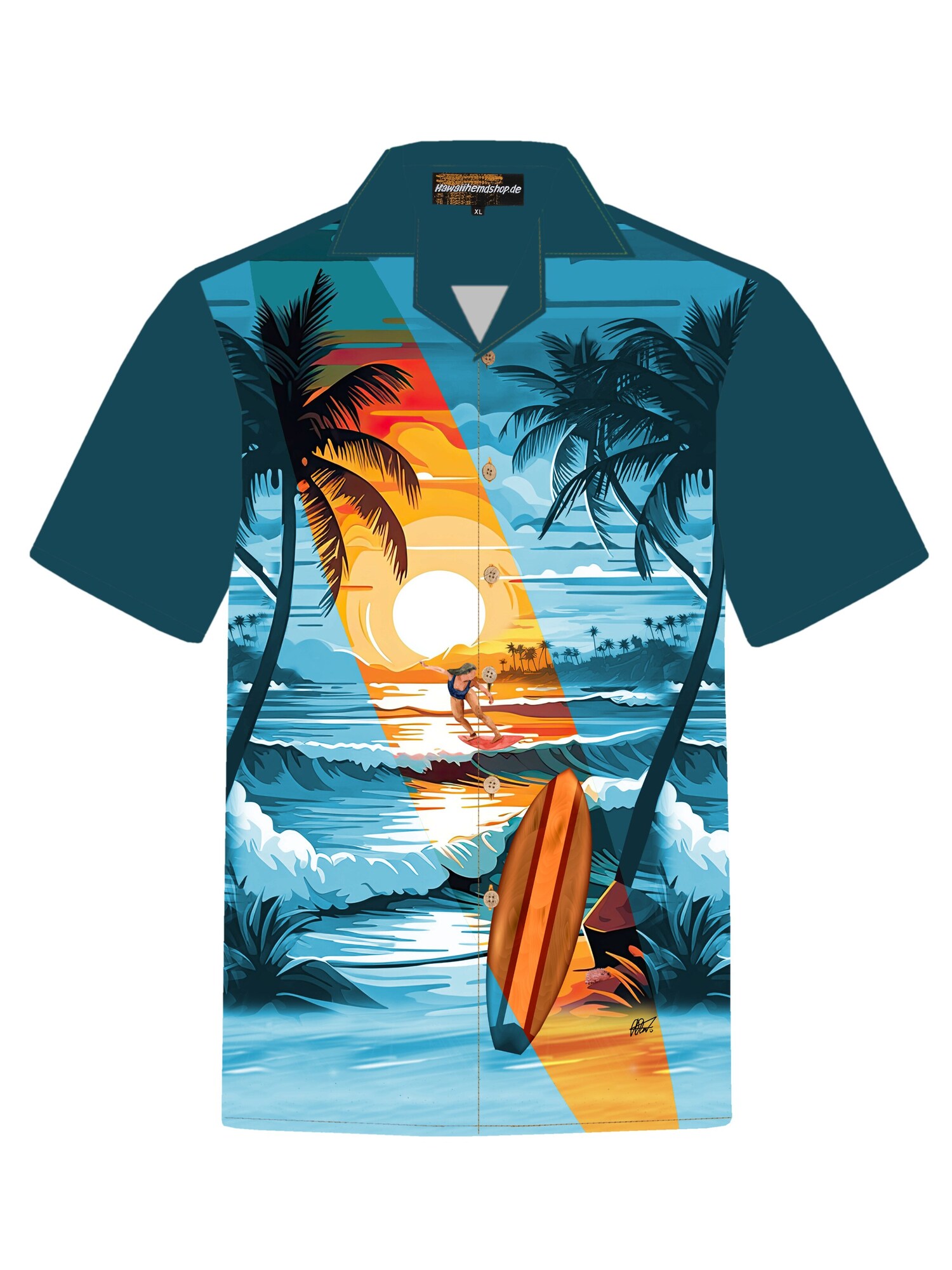 Hawaiihemdshop.de Camisa 'Hawaiihemd "Beach Day"'  azul cielo