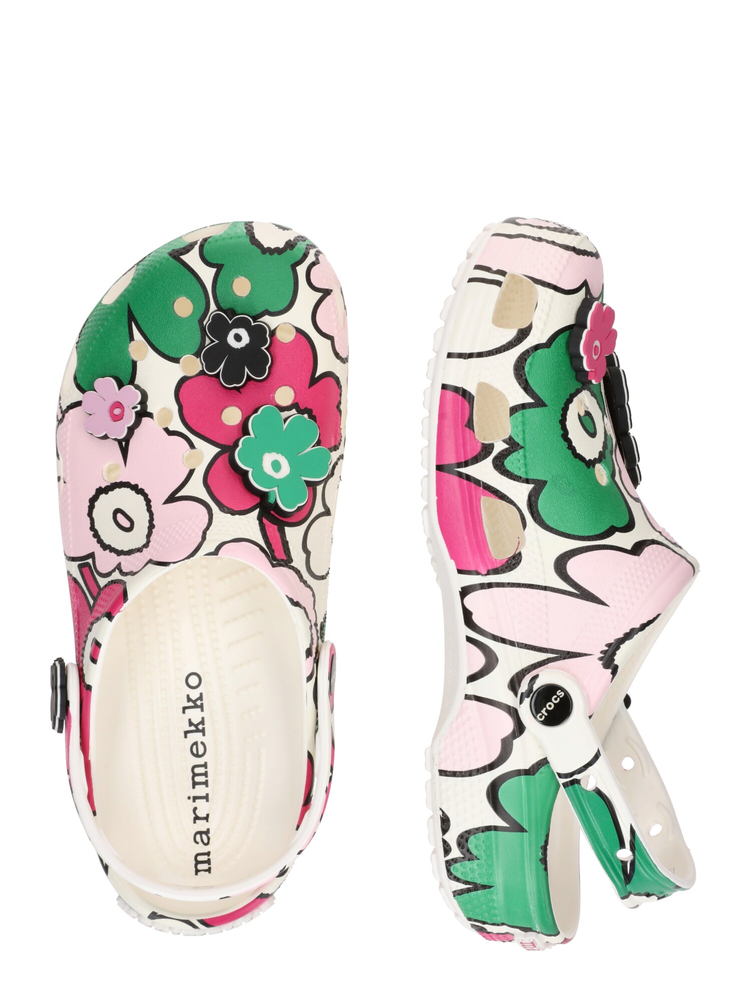 Crocs Klumpák 'Classic'  zöld / rózsaszín / fekete / piszkosfehér termék 2. képe