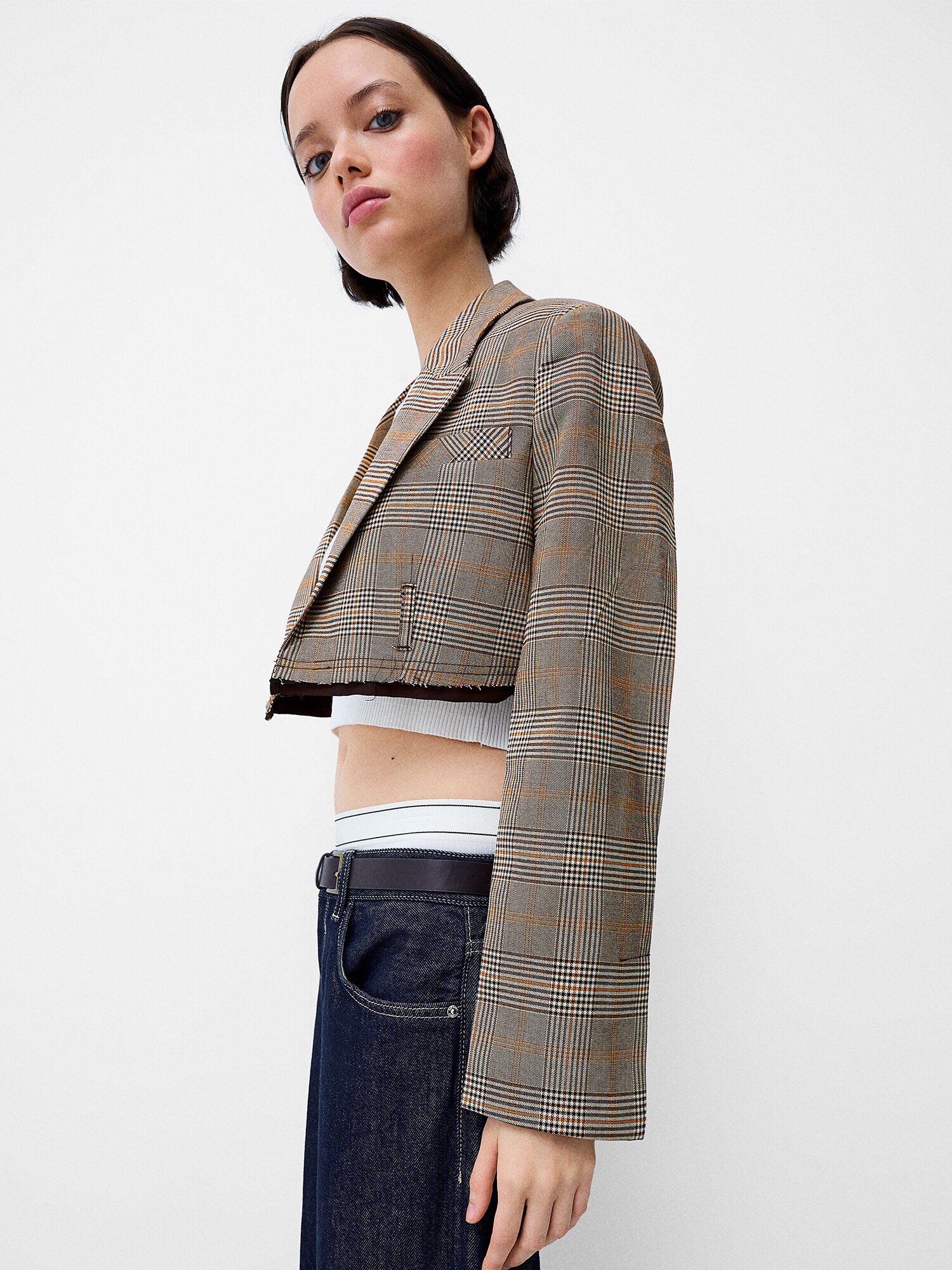 Bershka Blejzer svetlobéžová / hnedá (obrázok 6)