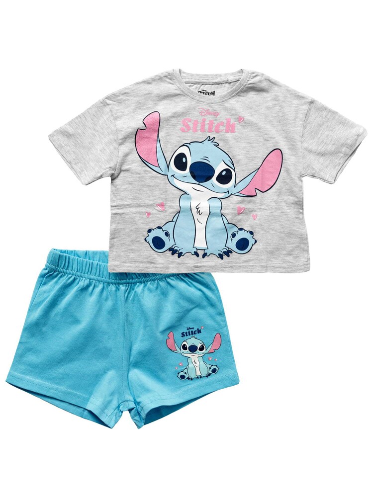 DISNEY Schlafanzug 'Lio & Stitch' Jungen Größe 104 blau / hellblau / grau / hellpink