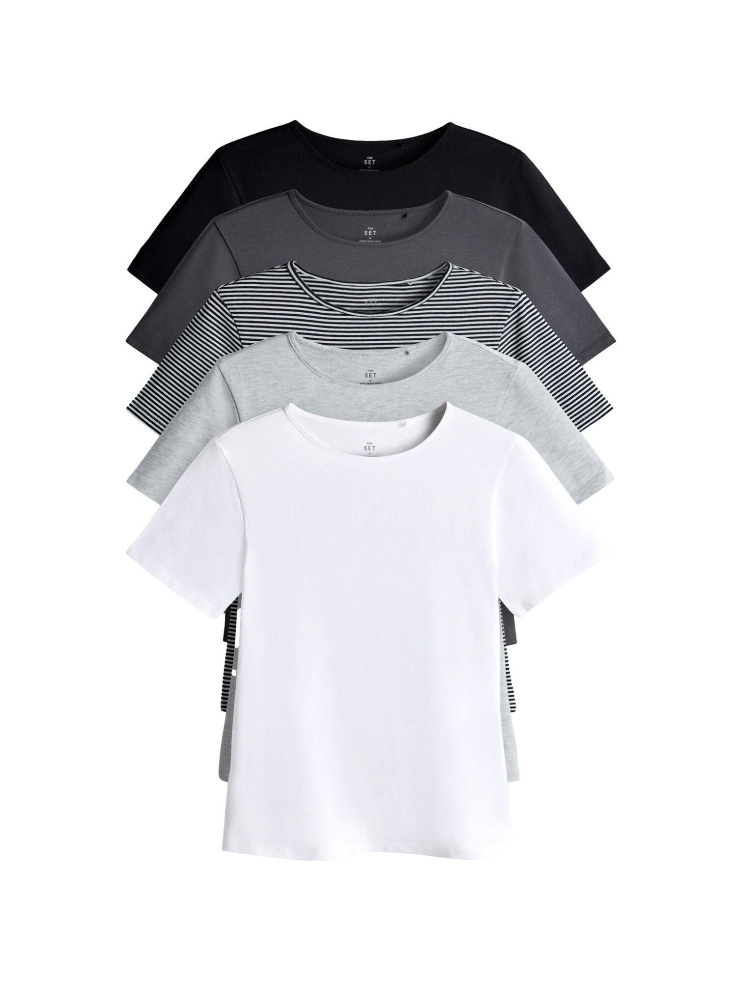 The Set Tricou  gri închis / gri amestecat / negru / alb