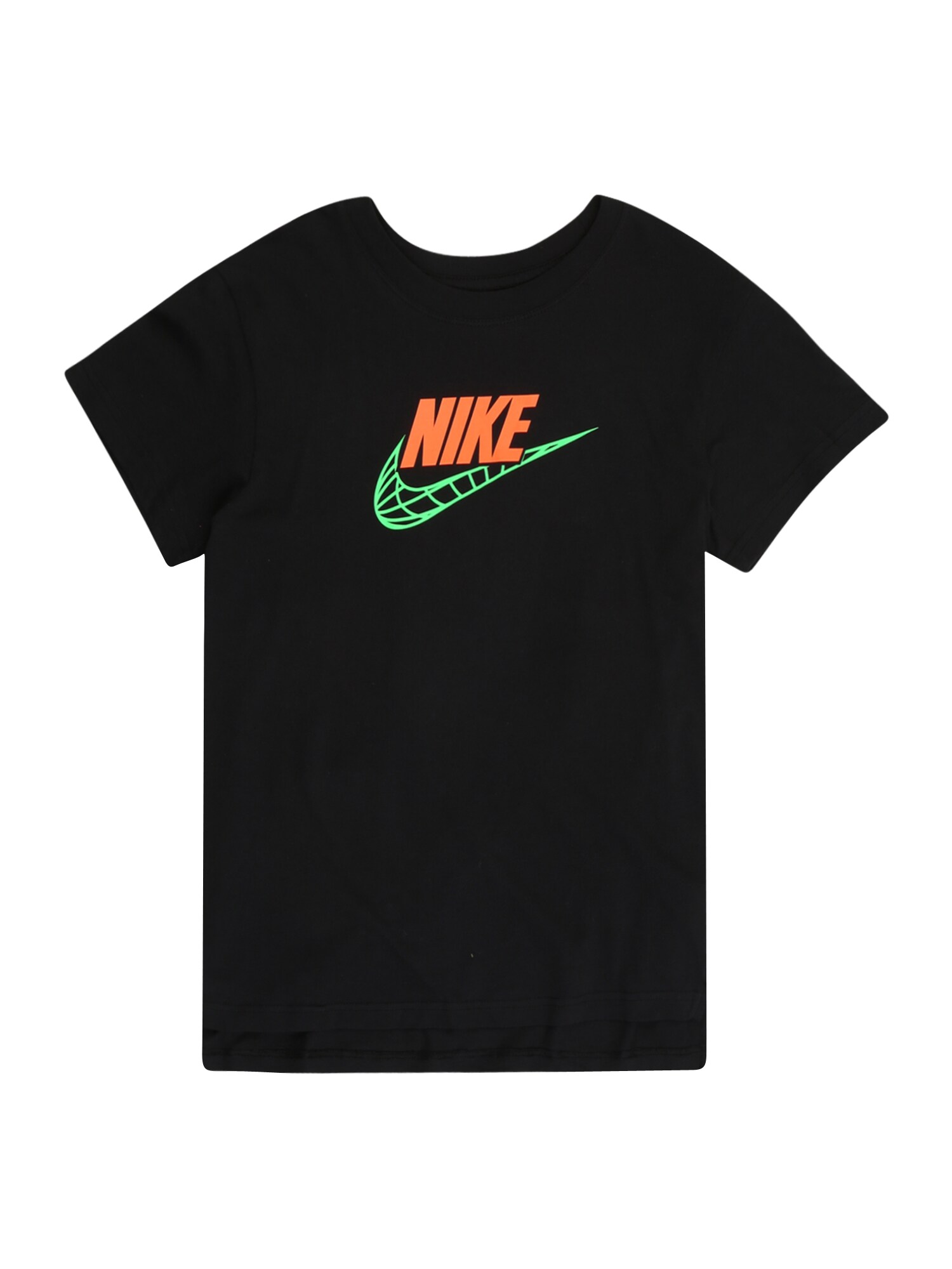 Nike Sportswear Marškinėliai  juoda / neoninė žalia / šviesiai oranžinė