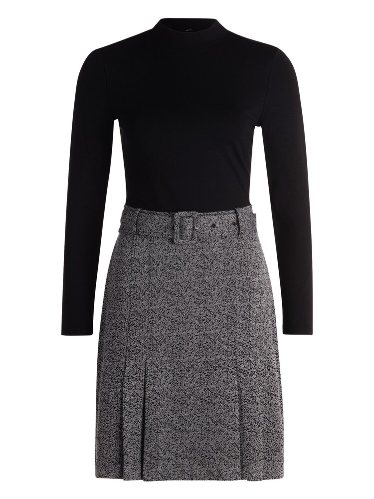 zero Minikleid 2 in 1 Optik Fischgrätenmuster Damen Größe 44 schwarz Winterkleid