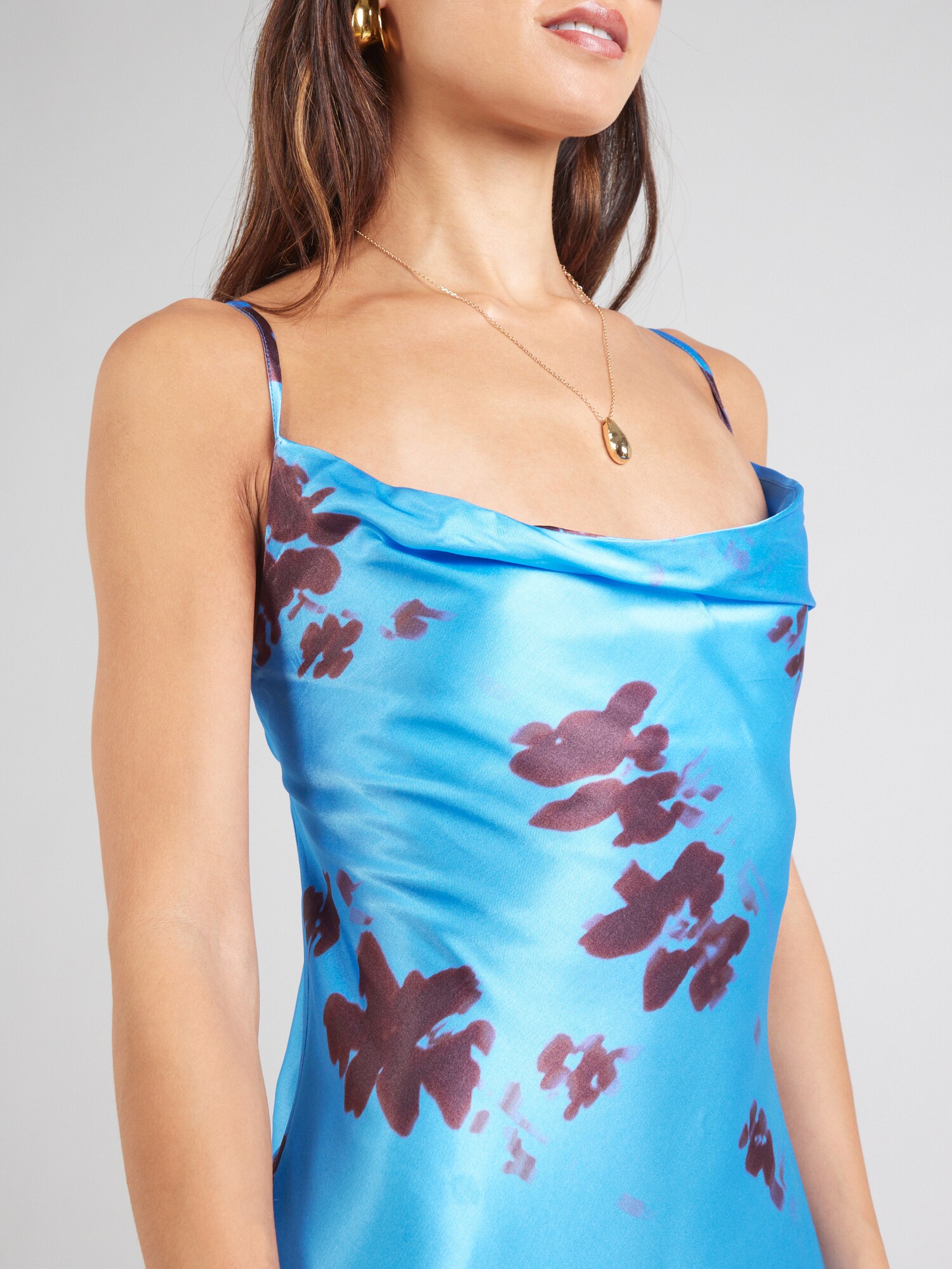 TOPSHOP Letné šaty azúrová / vínovo červená (obrázok 5)
