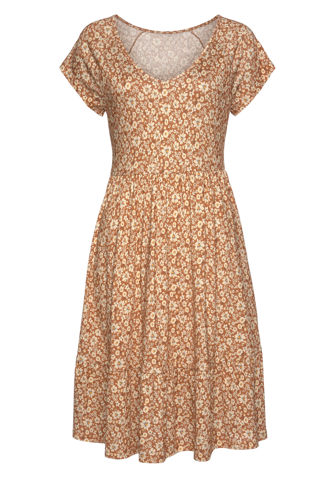 BUFFALO Rochie  crem / maro caramel / galben
