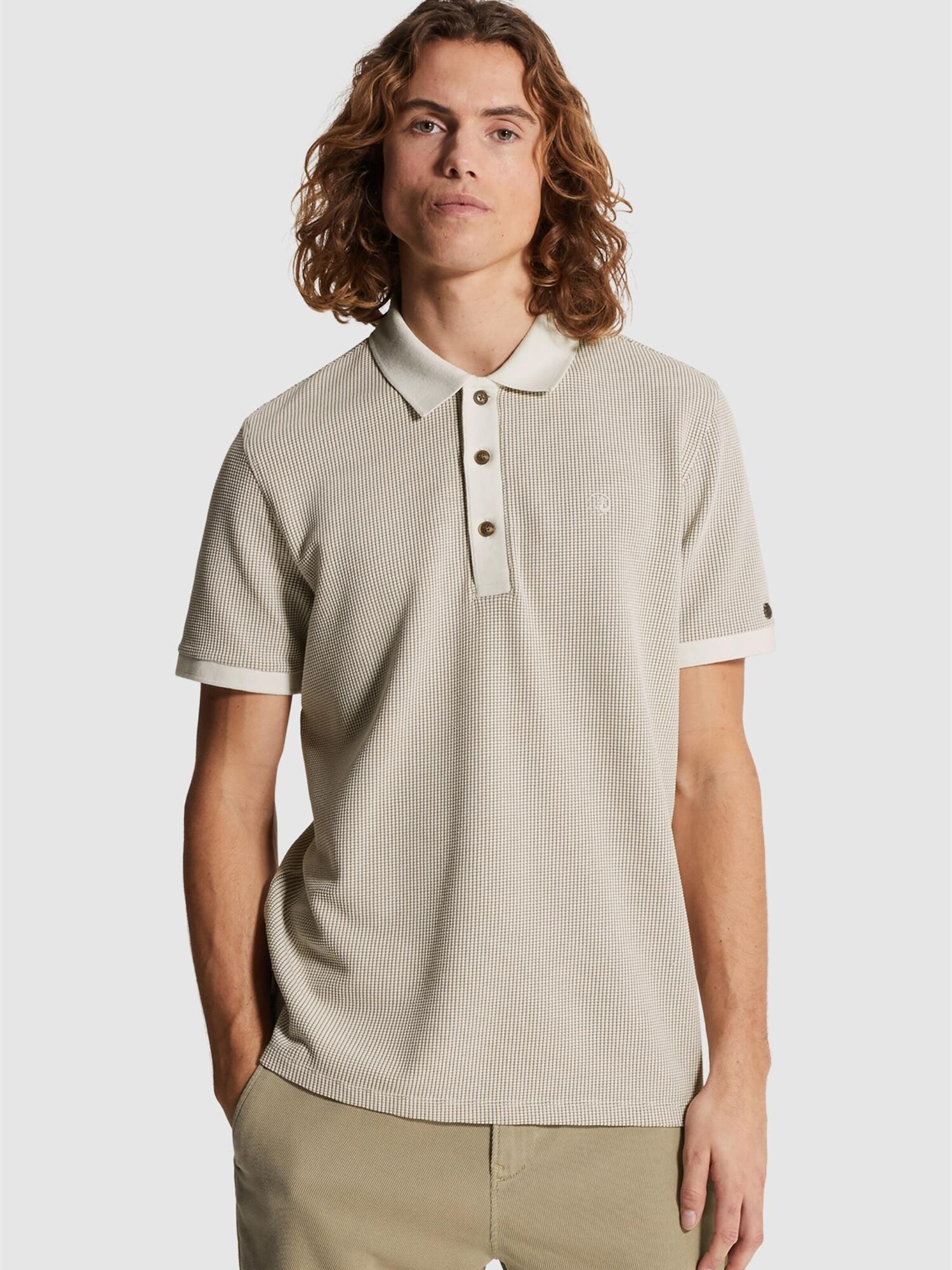 Cast Iron Shirt Polo Shirt With Two-tone Waffle Texture