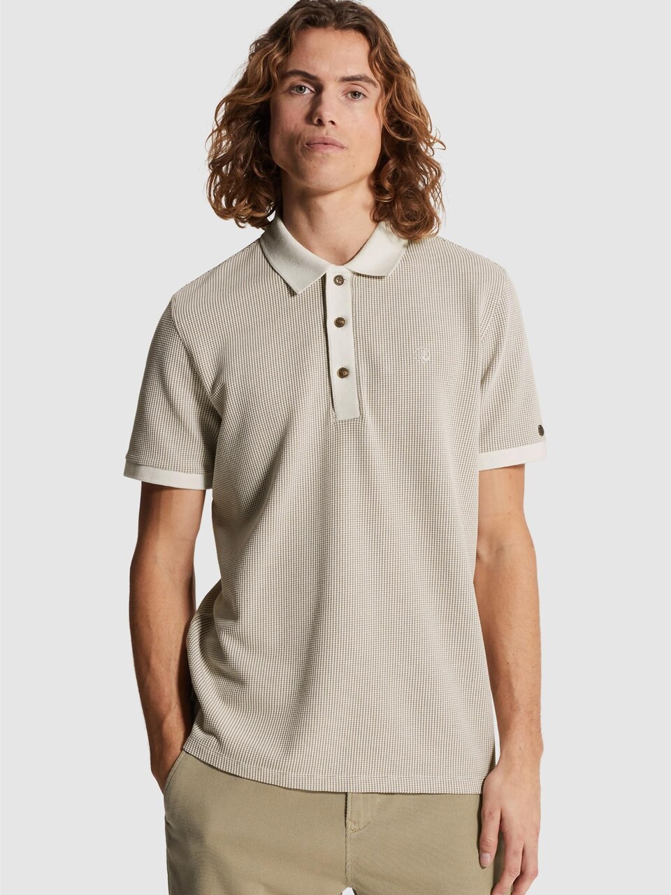 T-shirt 'Polo shirt with two-tone waffle texture'