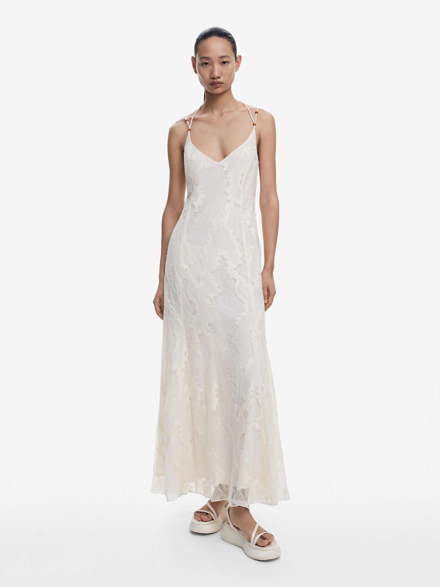 Desigual Rochie Devore  alb natural