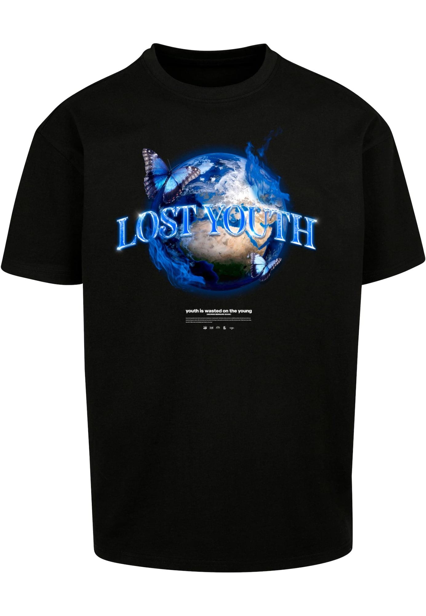 Lost Youth Marškinėliai 'World' smėlio spalva / mėlyna / žalia / juoda