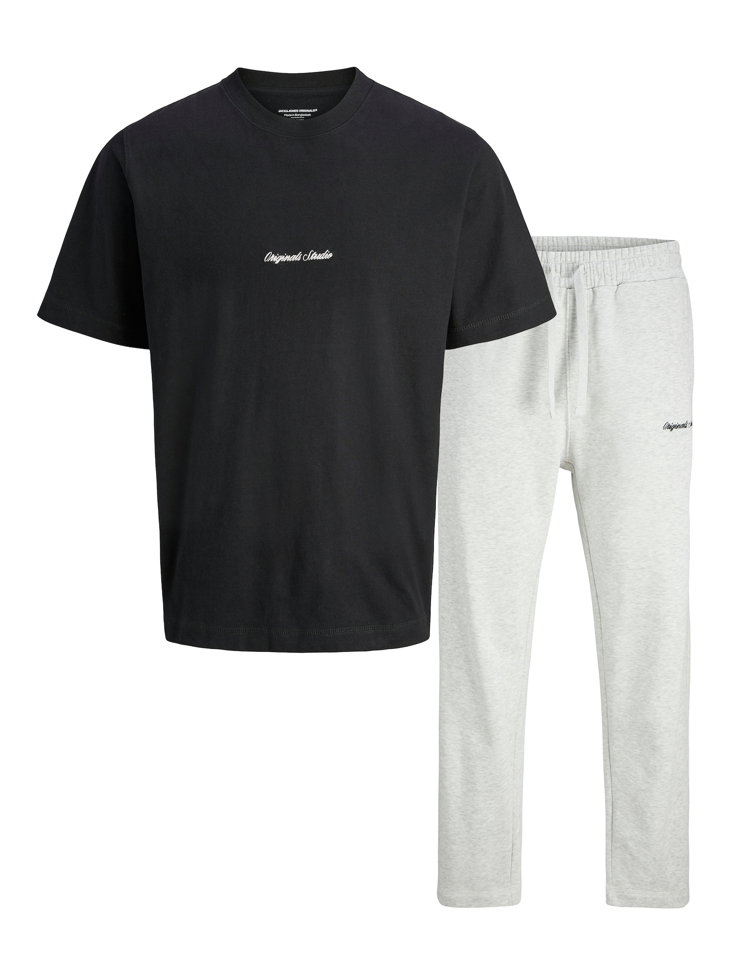 JACK & JONES Házi ruha 'JORNORREBRO'  fekete / fehér melír akciós termékkép 1