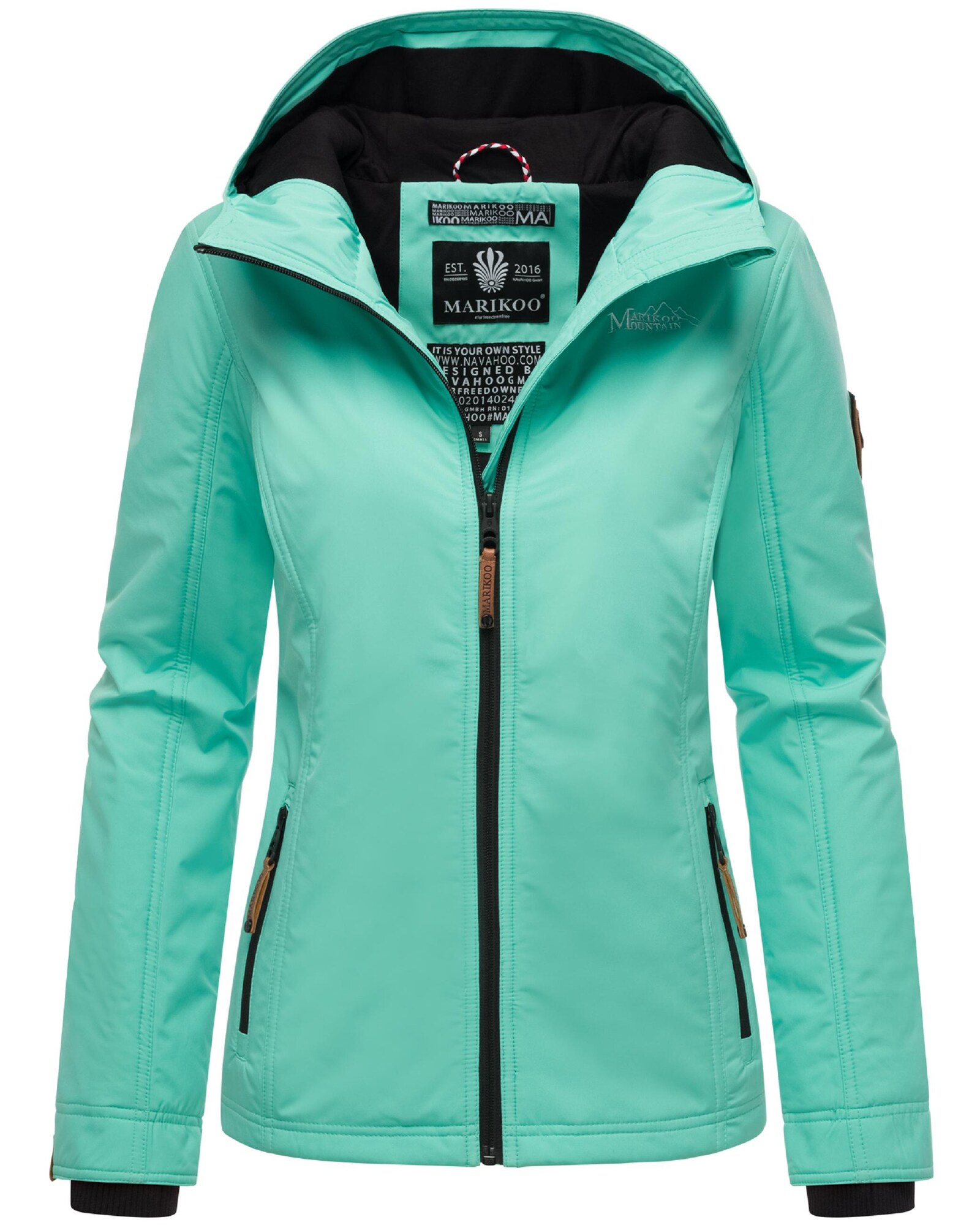 MARIKOO Geacă de primăvară-toamnă Brombeere  turcoaz / negru