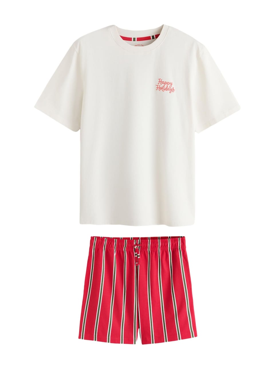 Pyjamas kort 'Happy Holidays' grön / röd