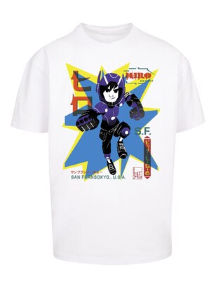 F4NT4STIC Shirt ‘Big Hero 6 Hiro Manga’ Marine / Nachtblauw / Geel / Wit