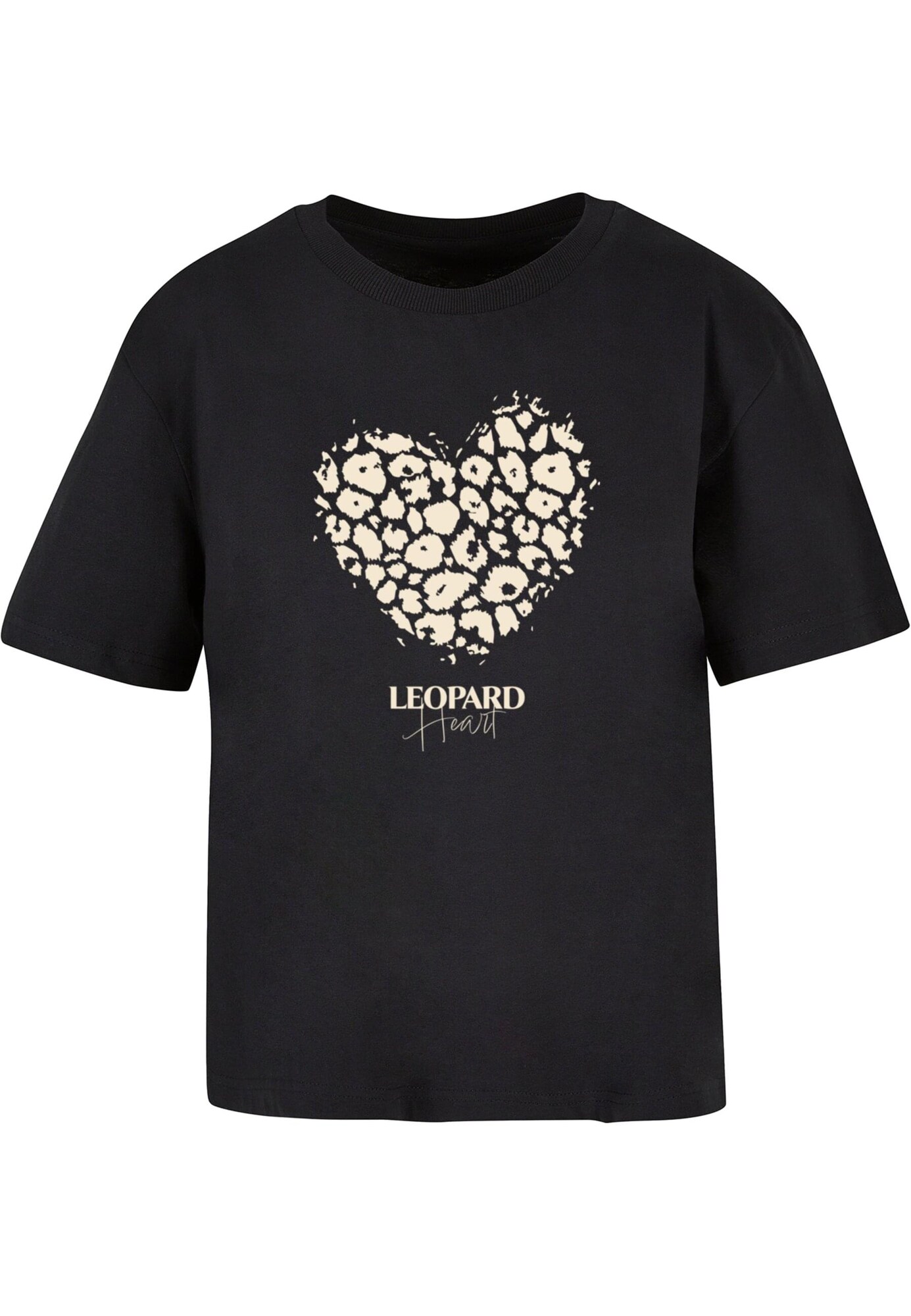 Merchcode Tričko 'Leopard Heart'  krémová / čierna
