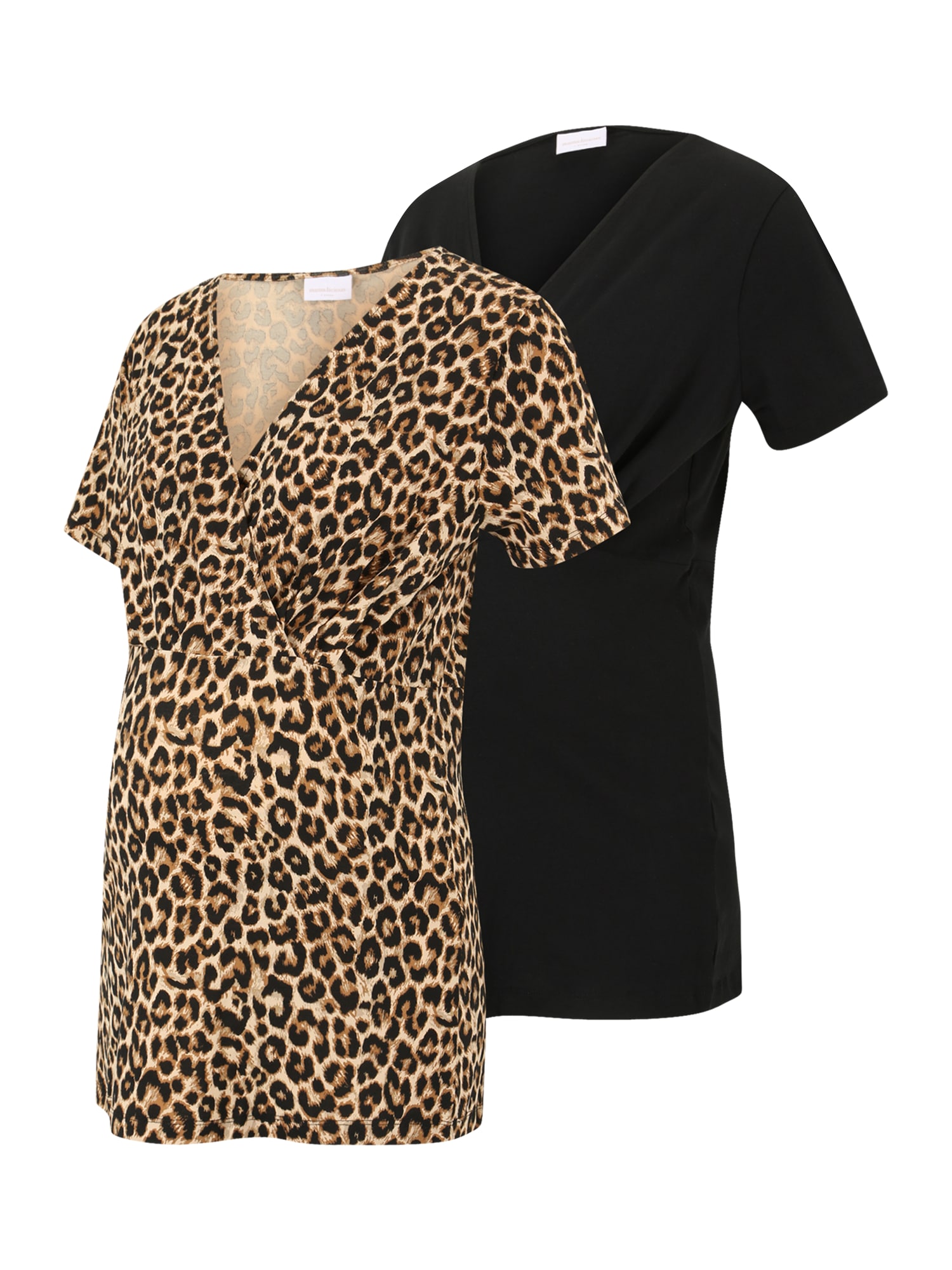 Mamalicious Curve Marškinėliai 'Mia Tess' smėlio spalva / ruda / juoda