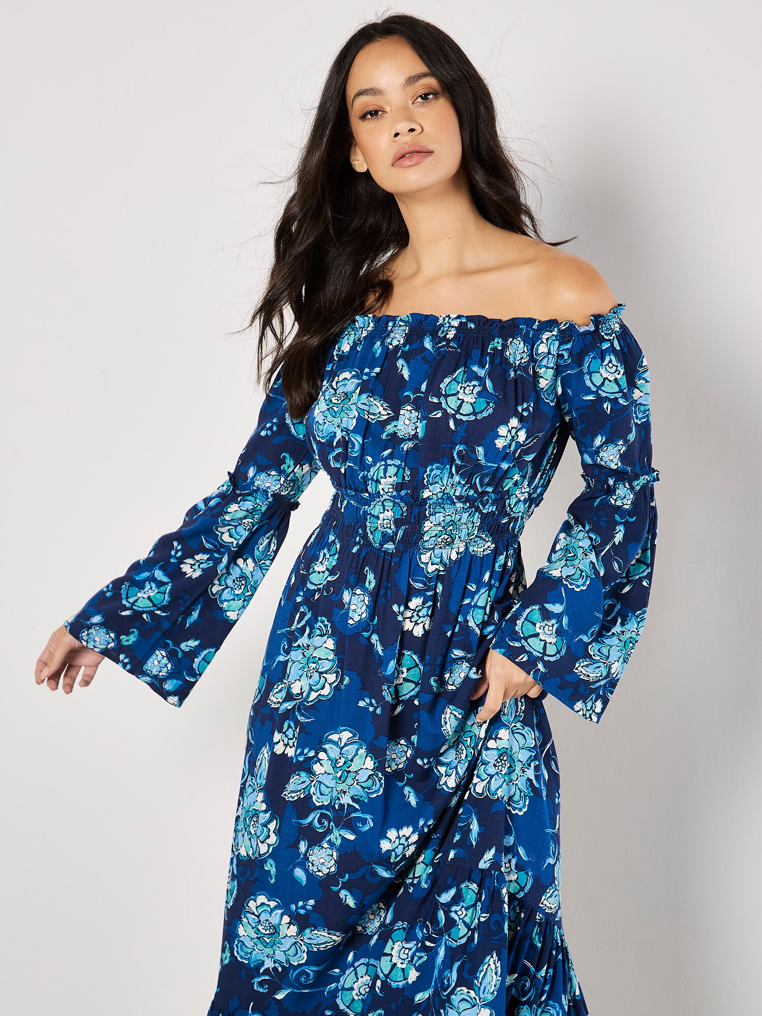 Thumbnail - Floral Bardot Maxi Dress ' '
