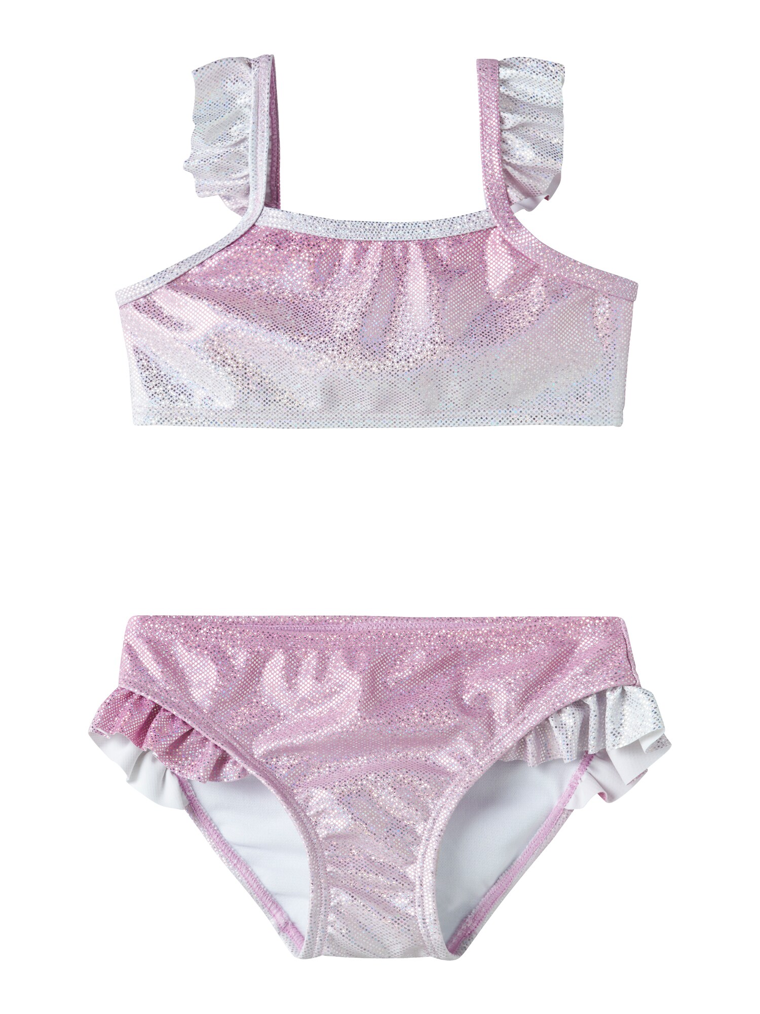 NAME IT Costum de baie două piese 'NMFZola'  roz zmeură / argintiu