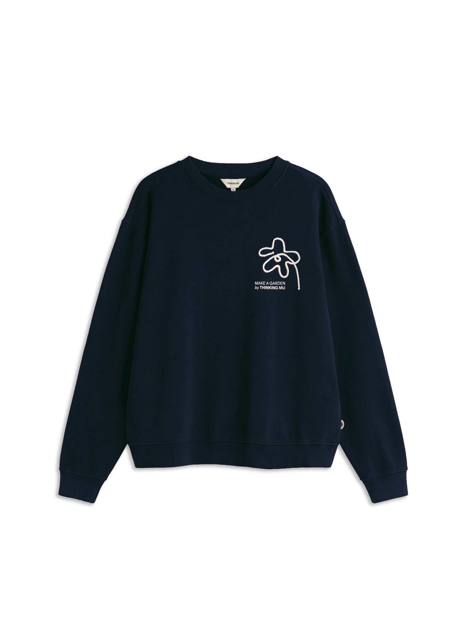 Thinking MU Bluză de molton Flower Rope  bleumarin / alb